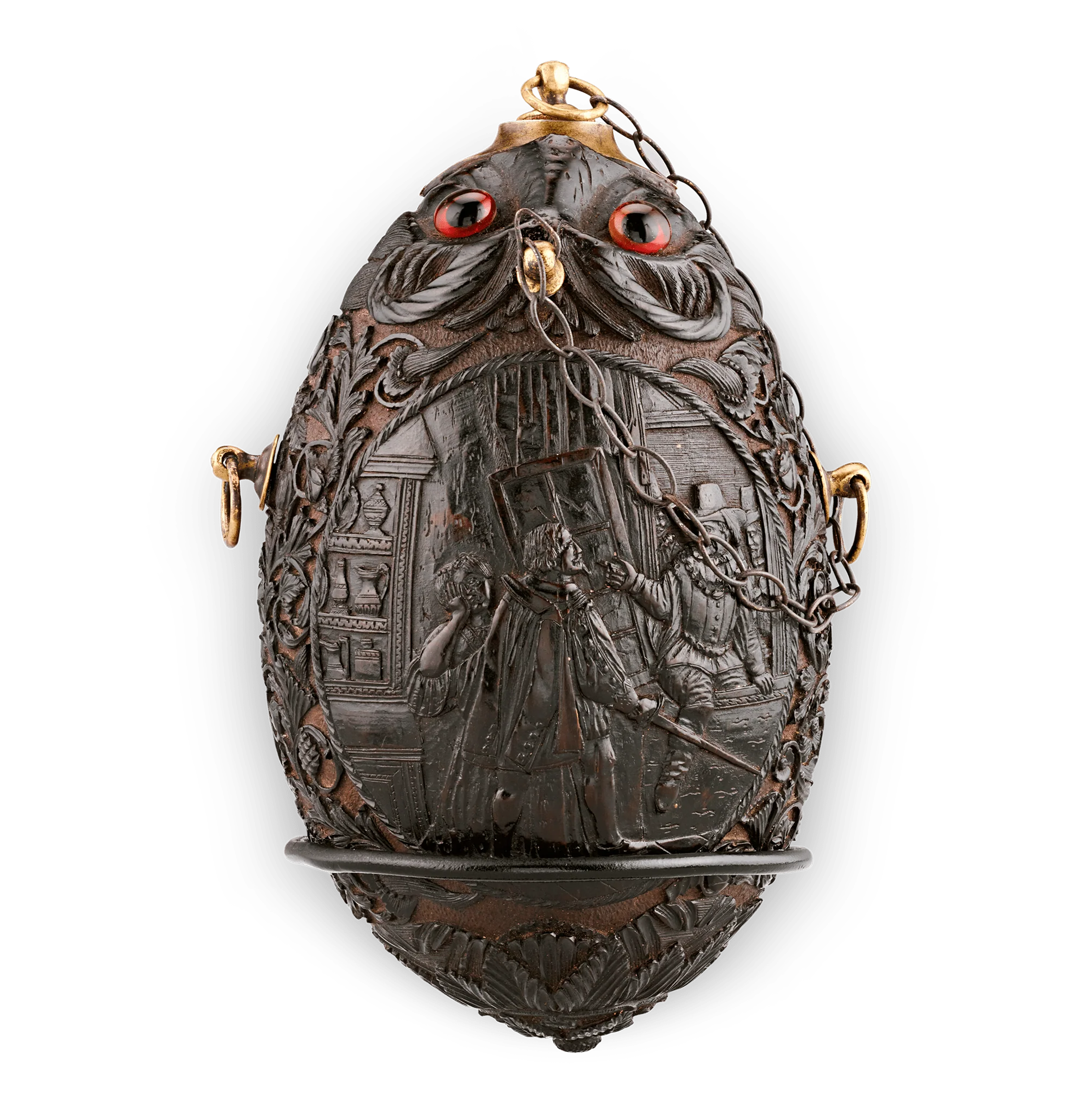 18th-Century Bugbear Gunpowder Flask - Image 2