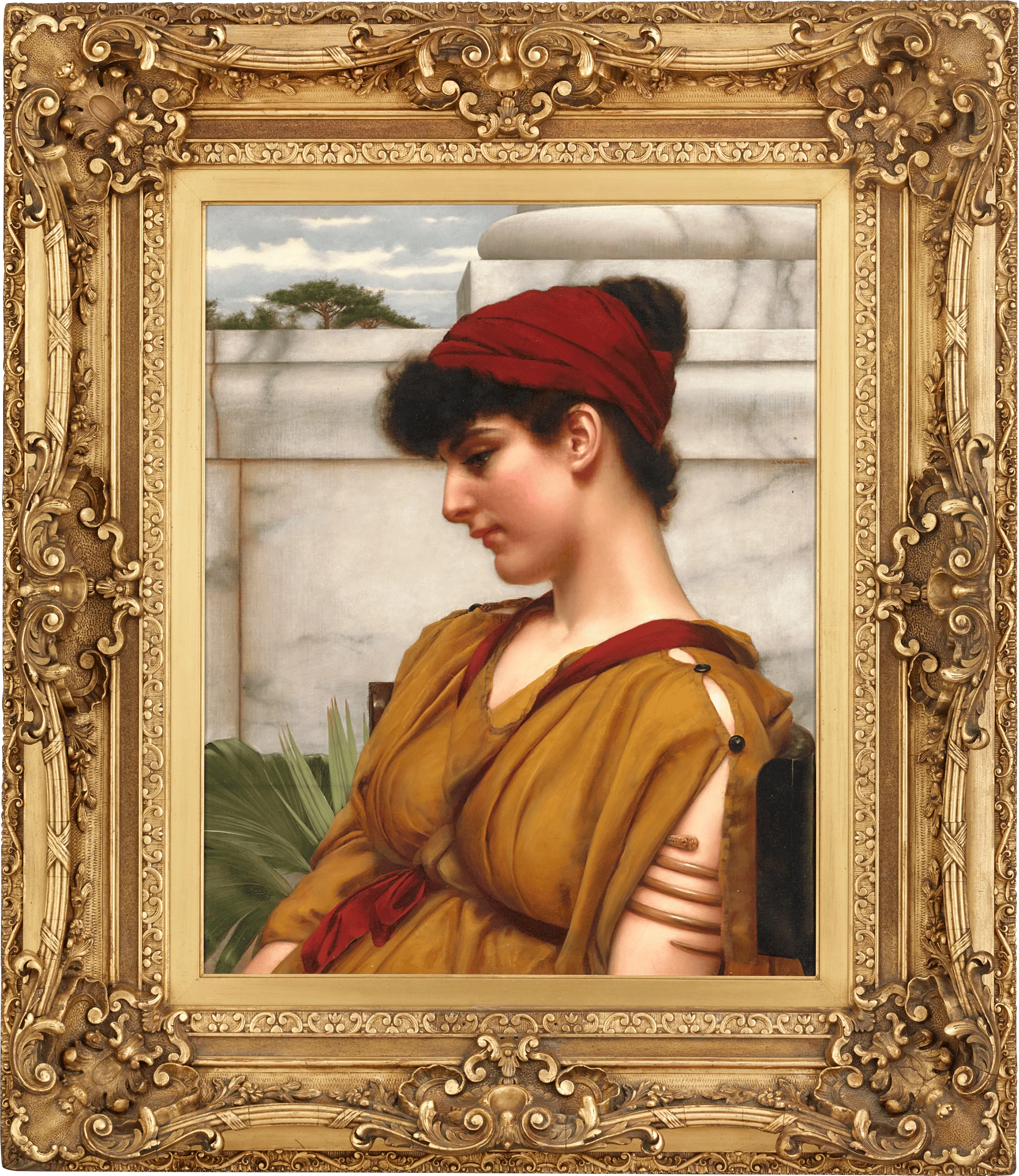 A Classical Beauty in Profile by John William Godward - Image 2