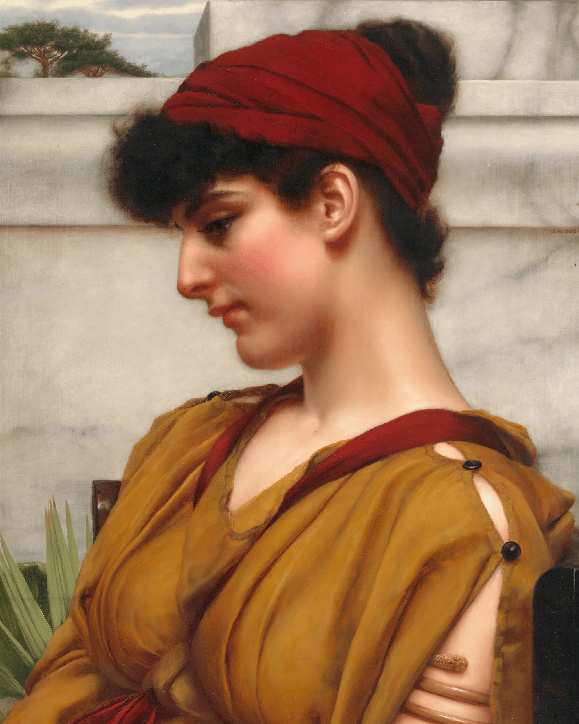 A Classical Beauty in Profile by John William Godward - Image 3