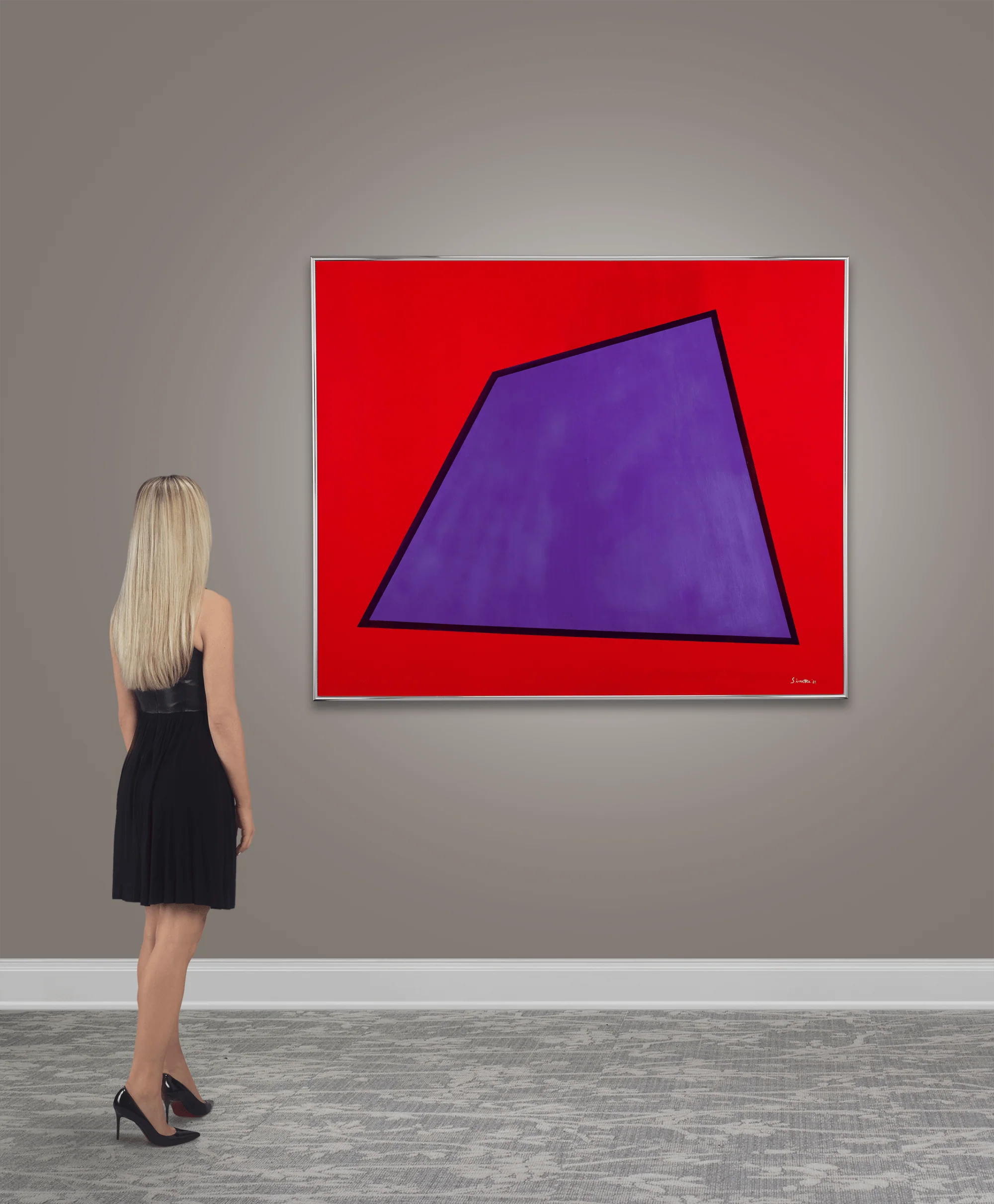 Abstract with Blue on Red by Frank Sinatra - Image 6