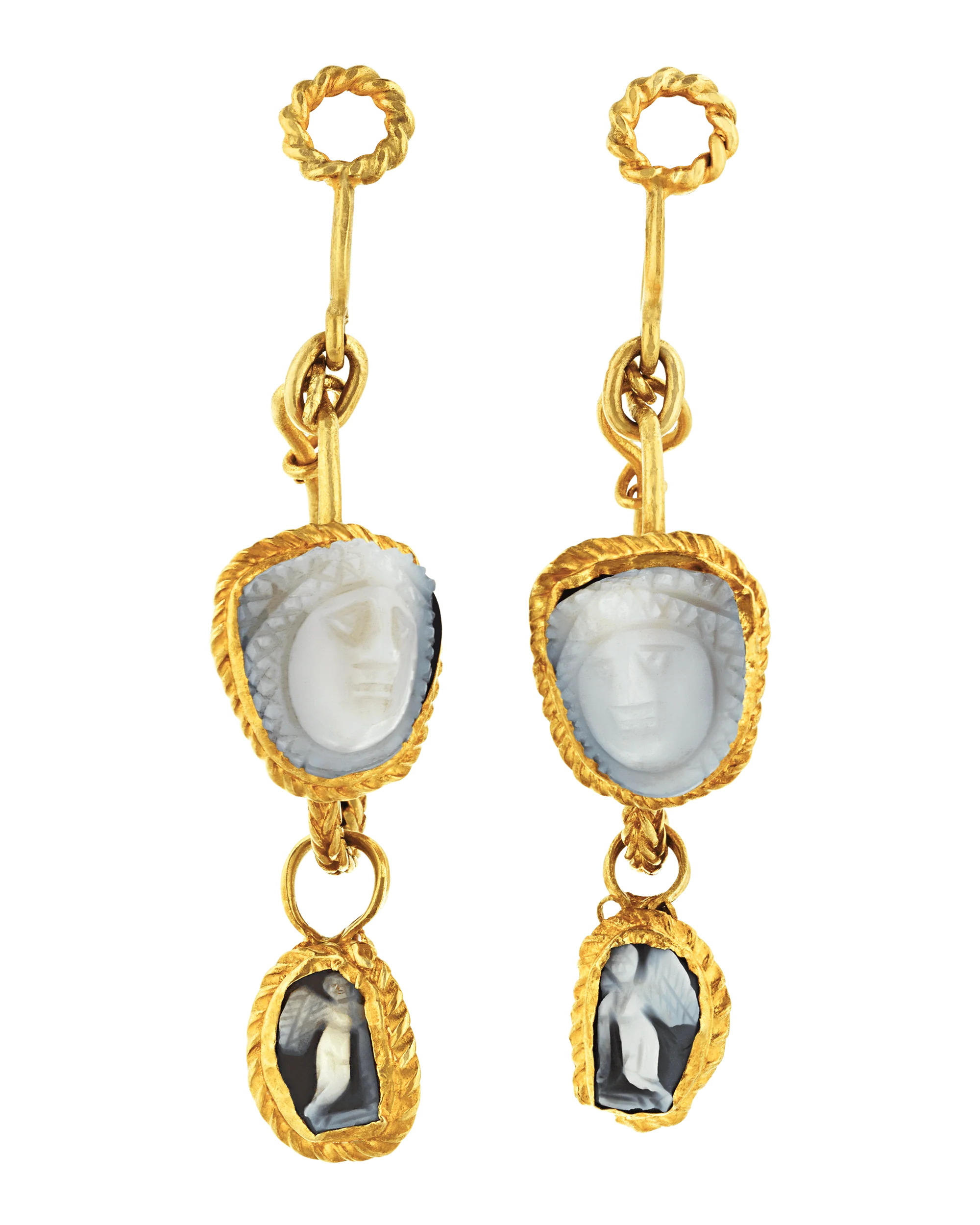 Ancient Roman Medusa Intaglio Earrings - Image 3