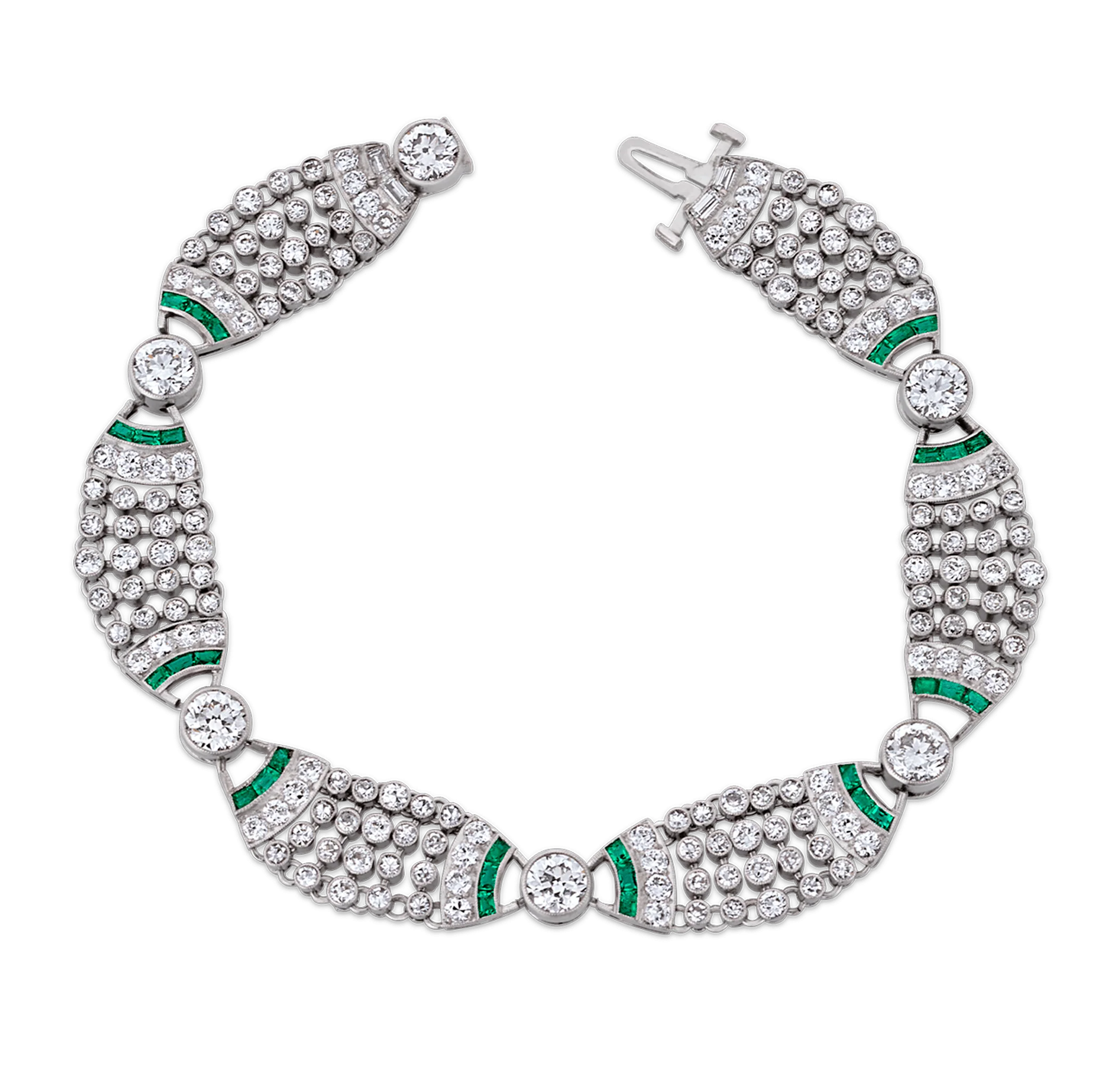 Art Deco Diamond and Emerald Bracelet - Image 3