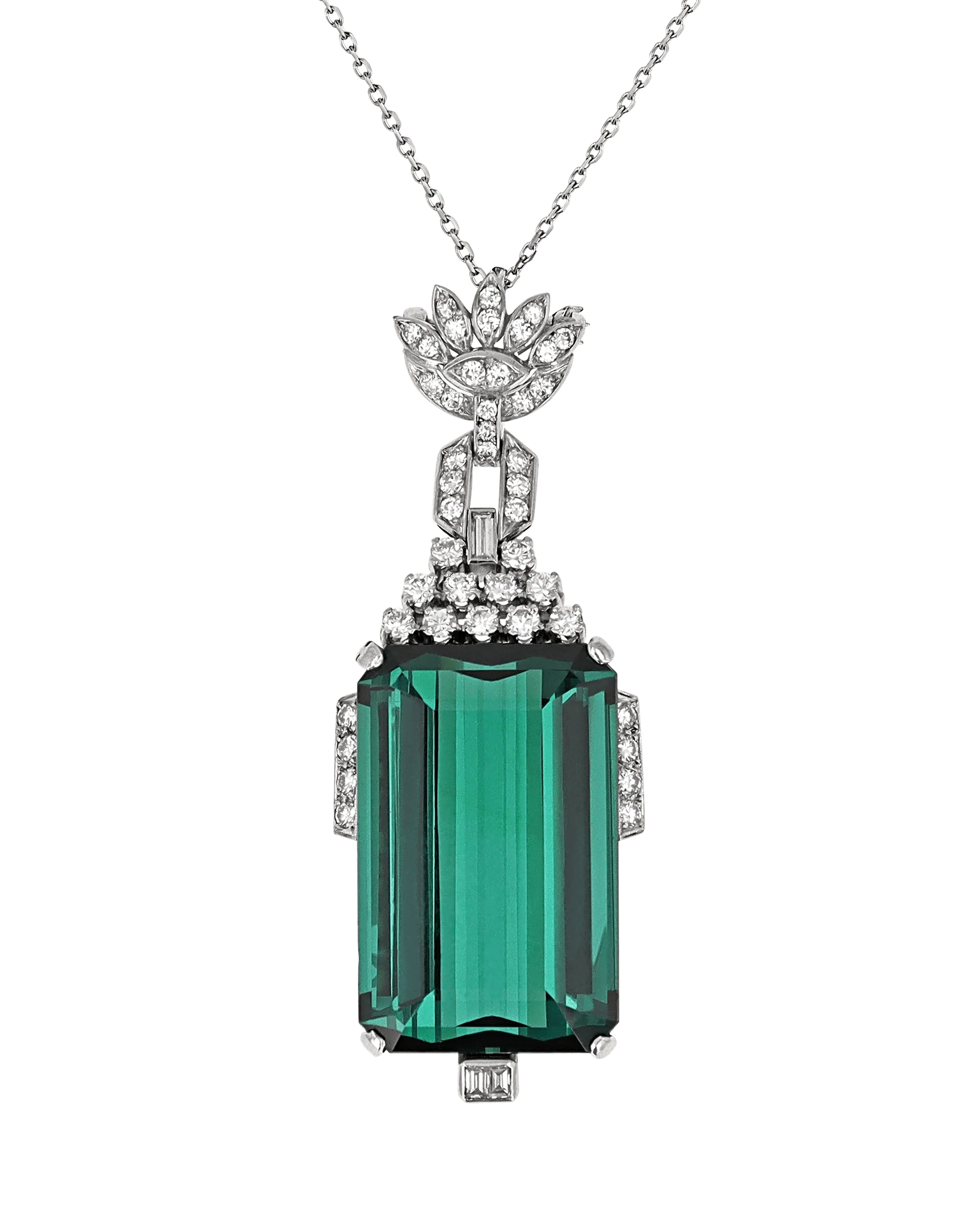 Art Deco Green Tourmaline Pendant, 80.71 Carats - Image 2