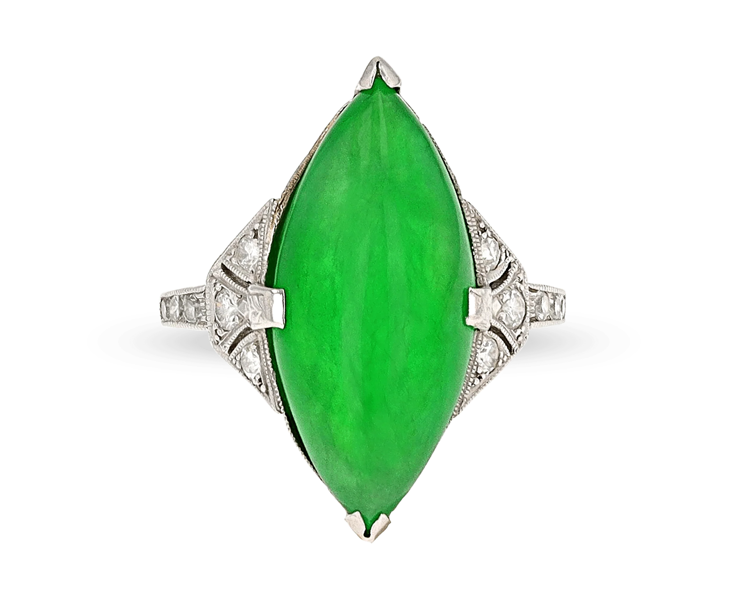 Art Deco-Period Jade Ring, 9.00 Carats