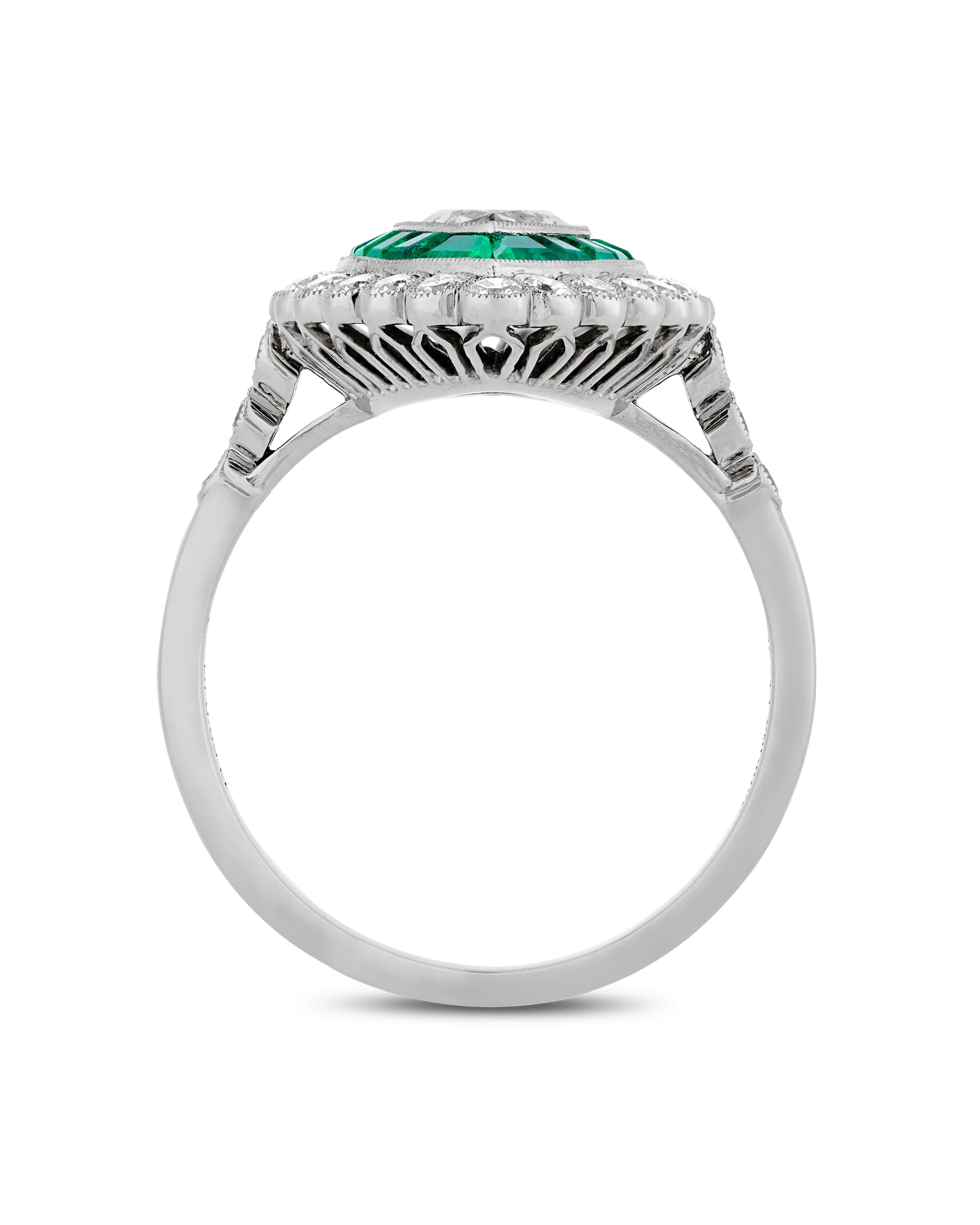 Art Deco-Style Diamond and Emerald Ring - Image 2