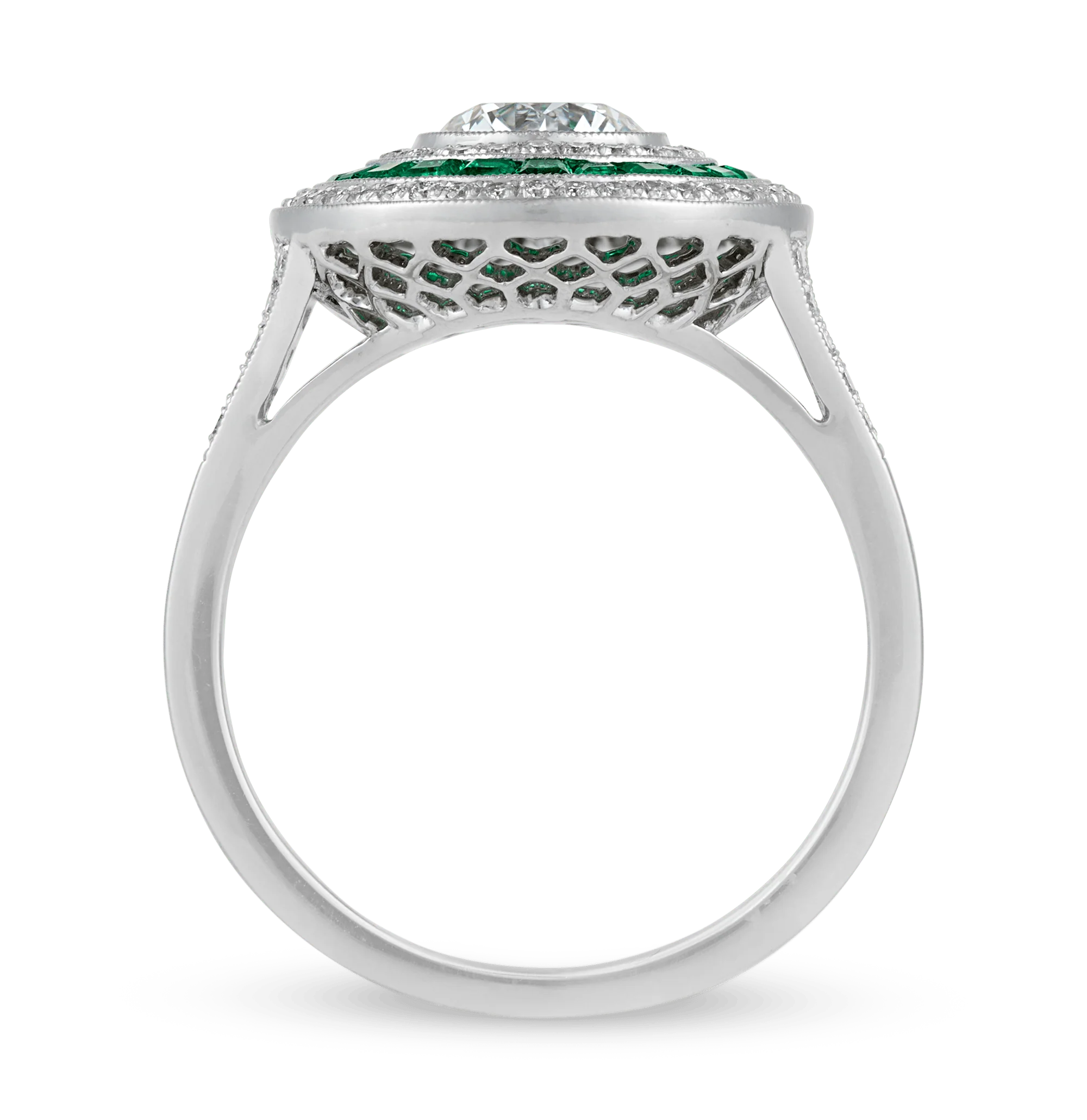 Art Deco-Style Diamond and Emerald Ring - Image 2