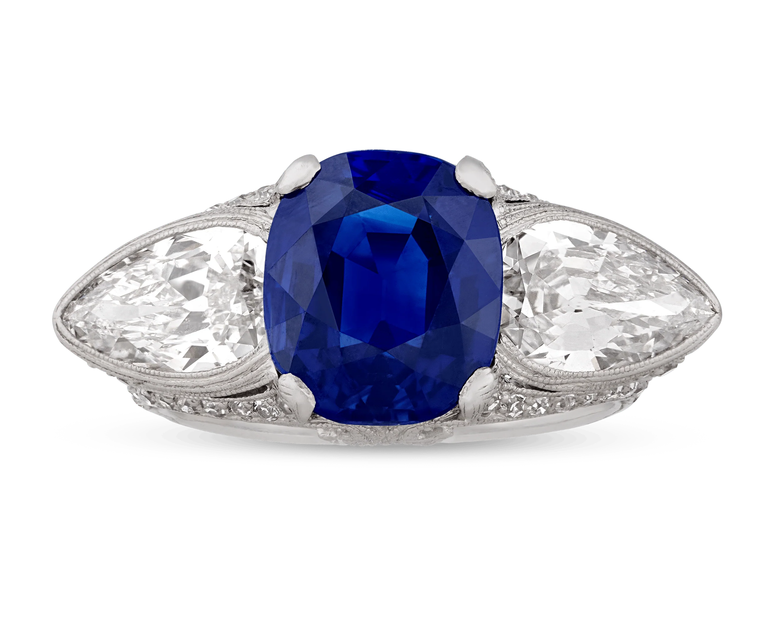 Art Deco Untreated Sapphire Ring, 5.10 Carats