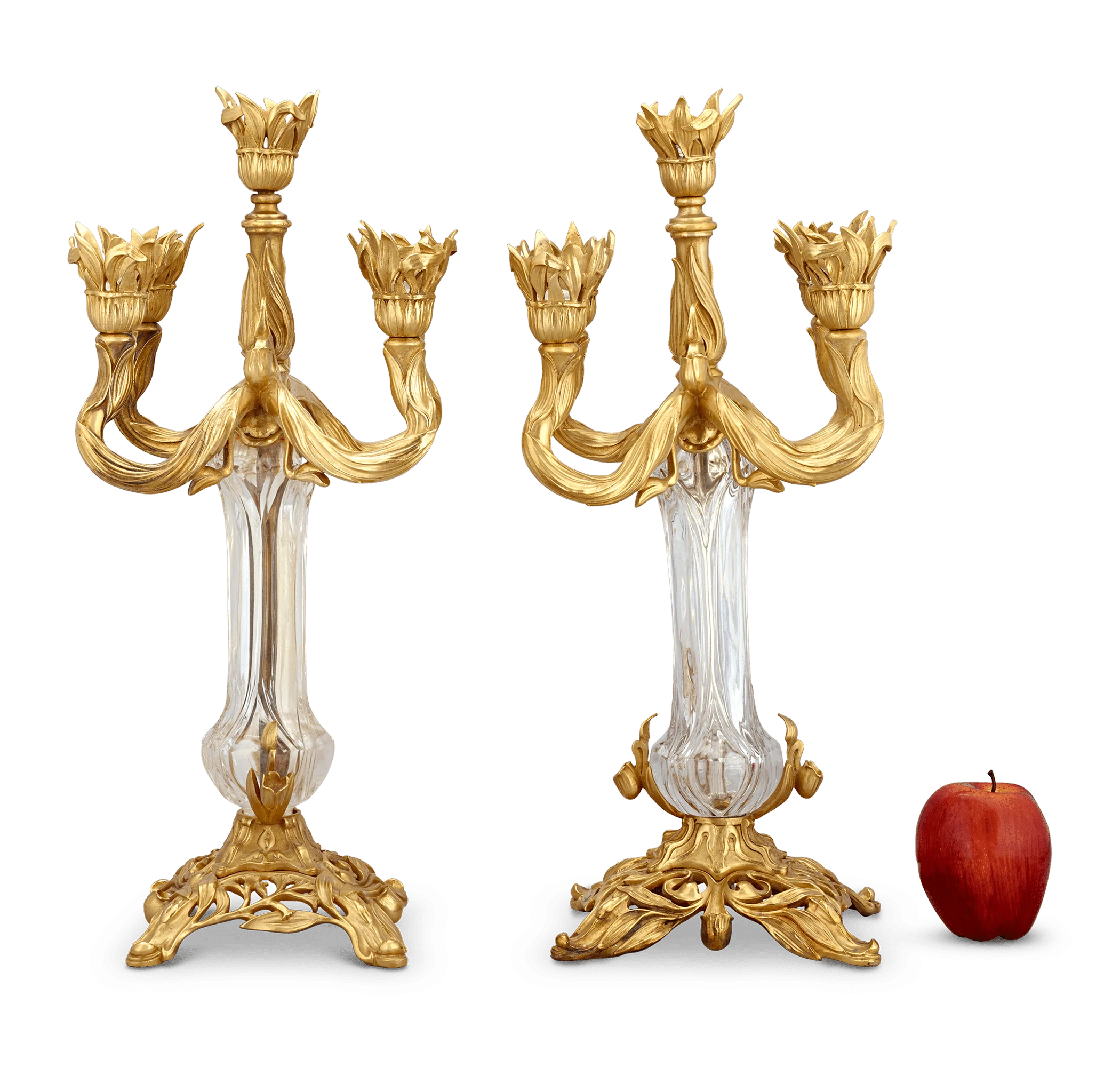 Art Nouveau Bronze and Crystal Candelabra by Baccarat - Image 4