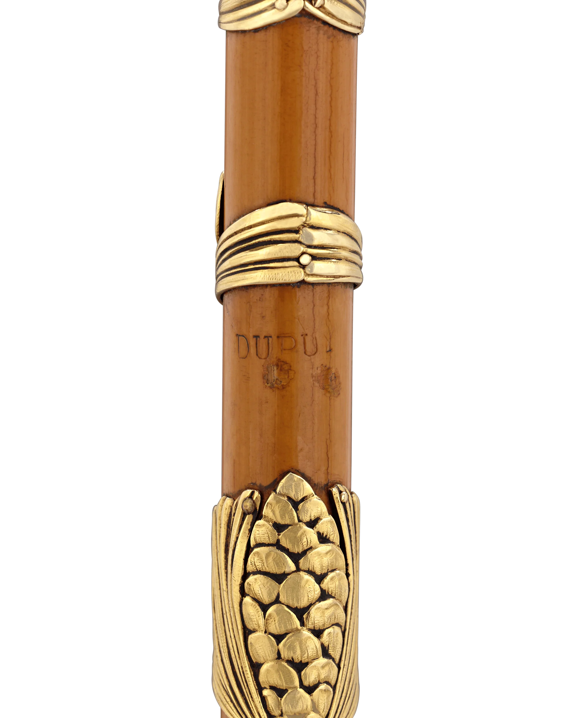 Art Nouveau Gold-Gilt Crook Handle Cane - Image 3