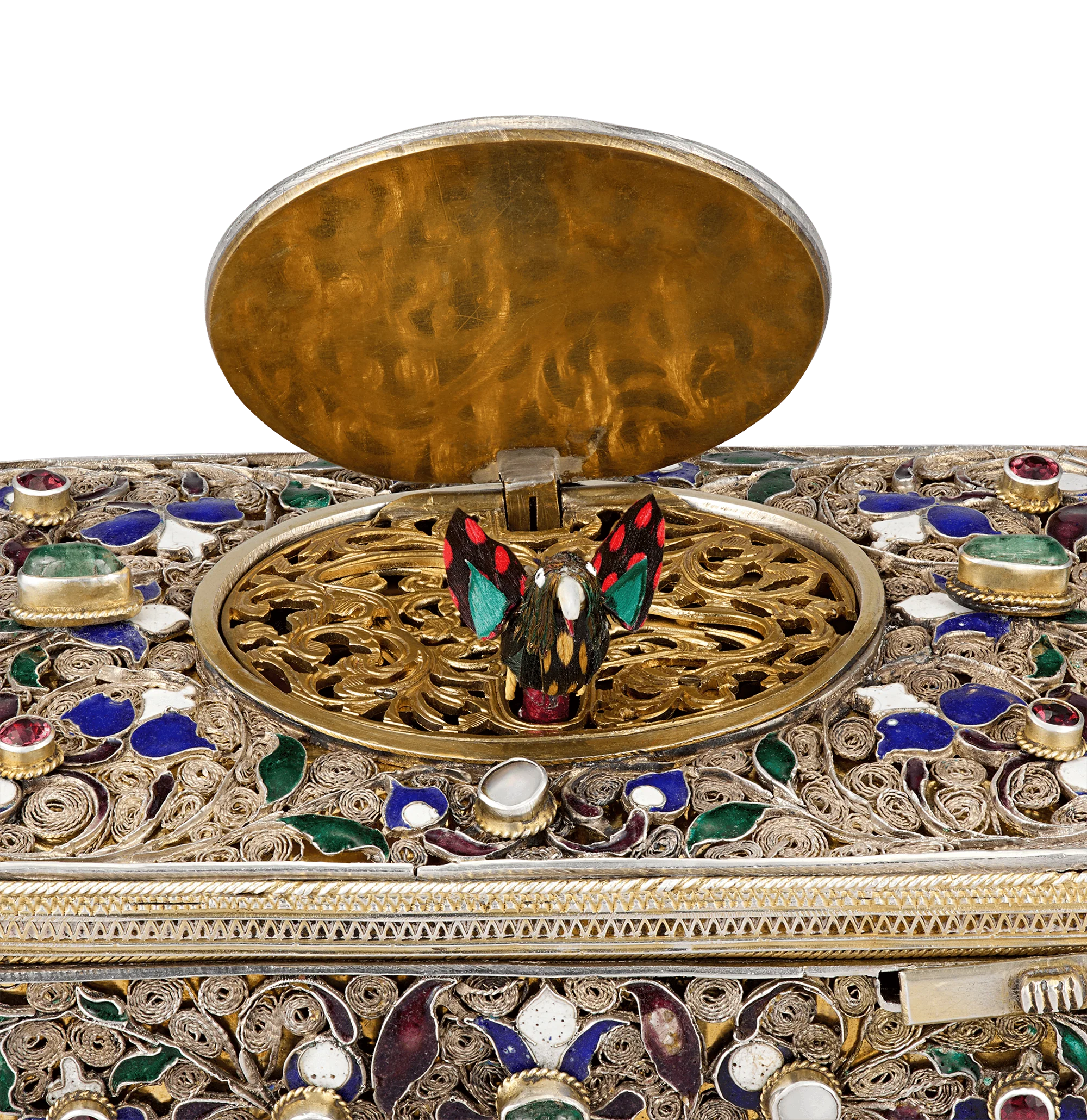 Austro-Hungarian Jeweled Silver Singing Bird Box - Image 2
