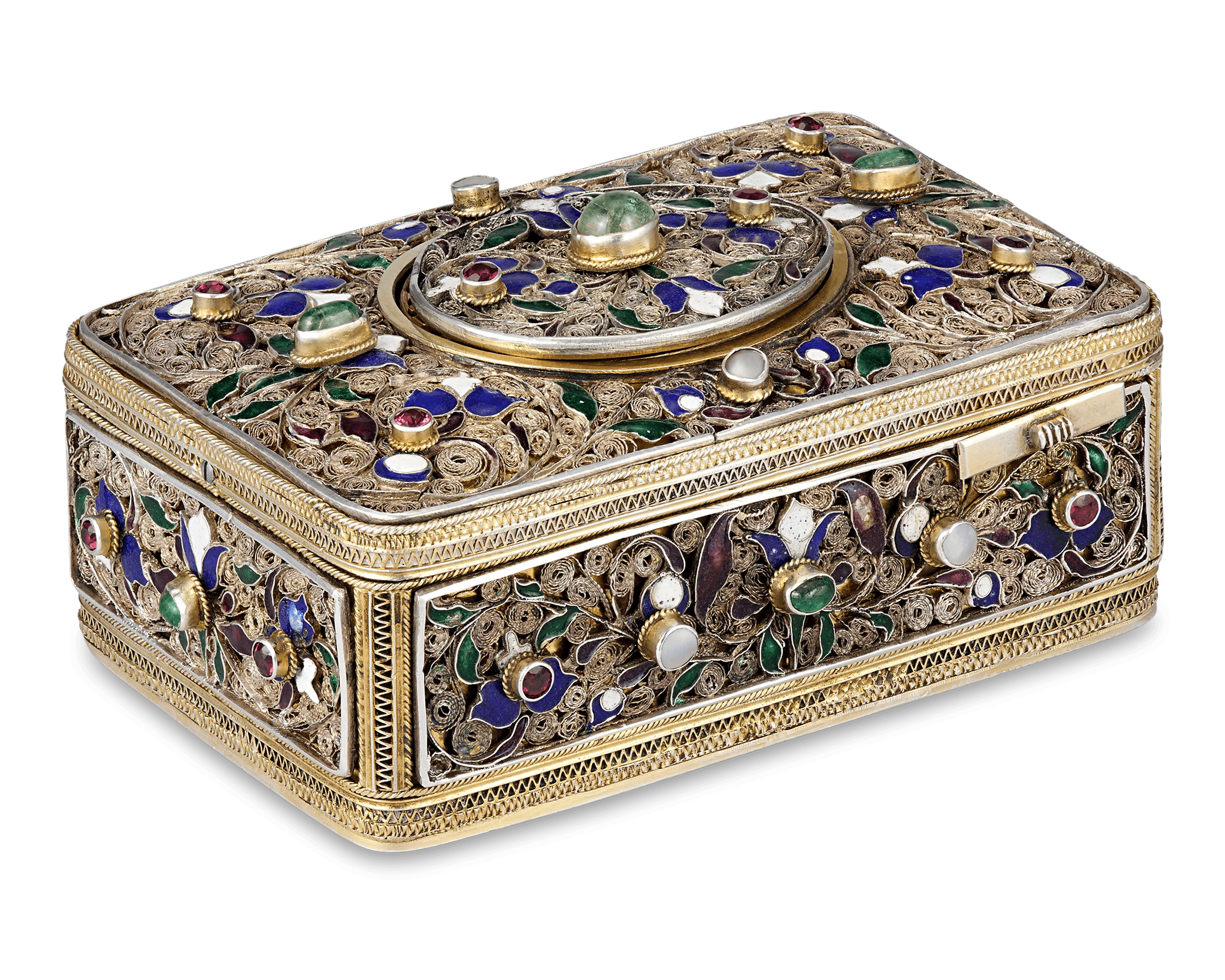 Austro-Hungarian Jeweled Silver Singing Bird Box - Image 4