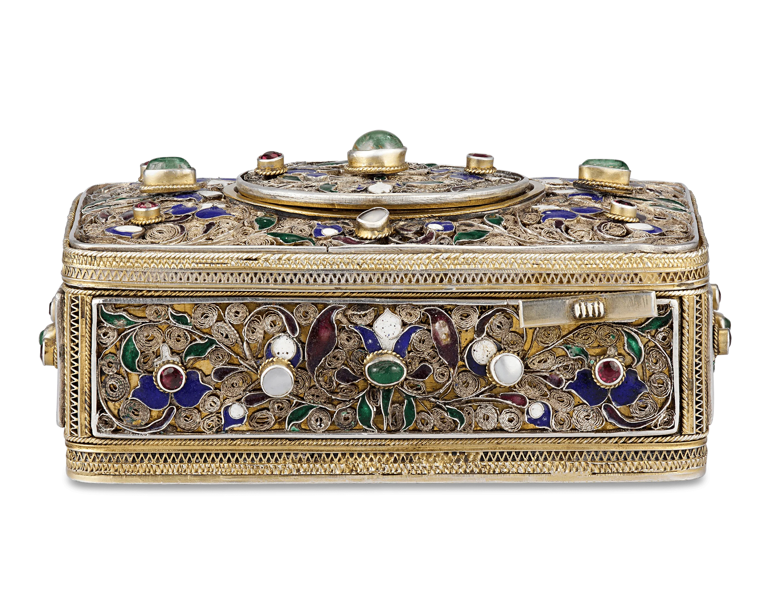 Austro-Hungarian Jeweled Silver Singing Bird Box - Image 5
