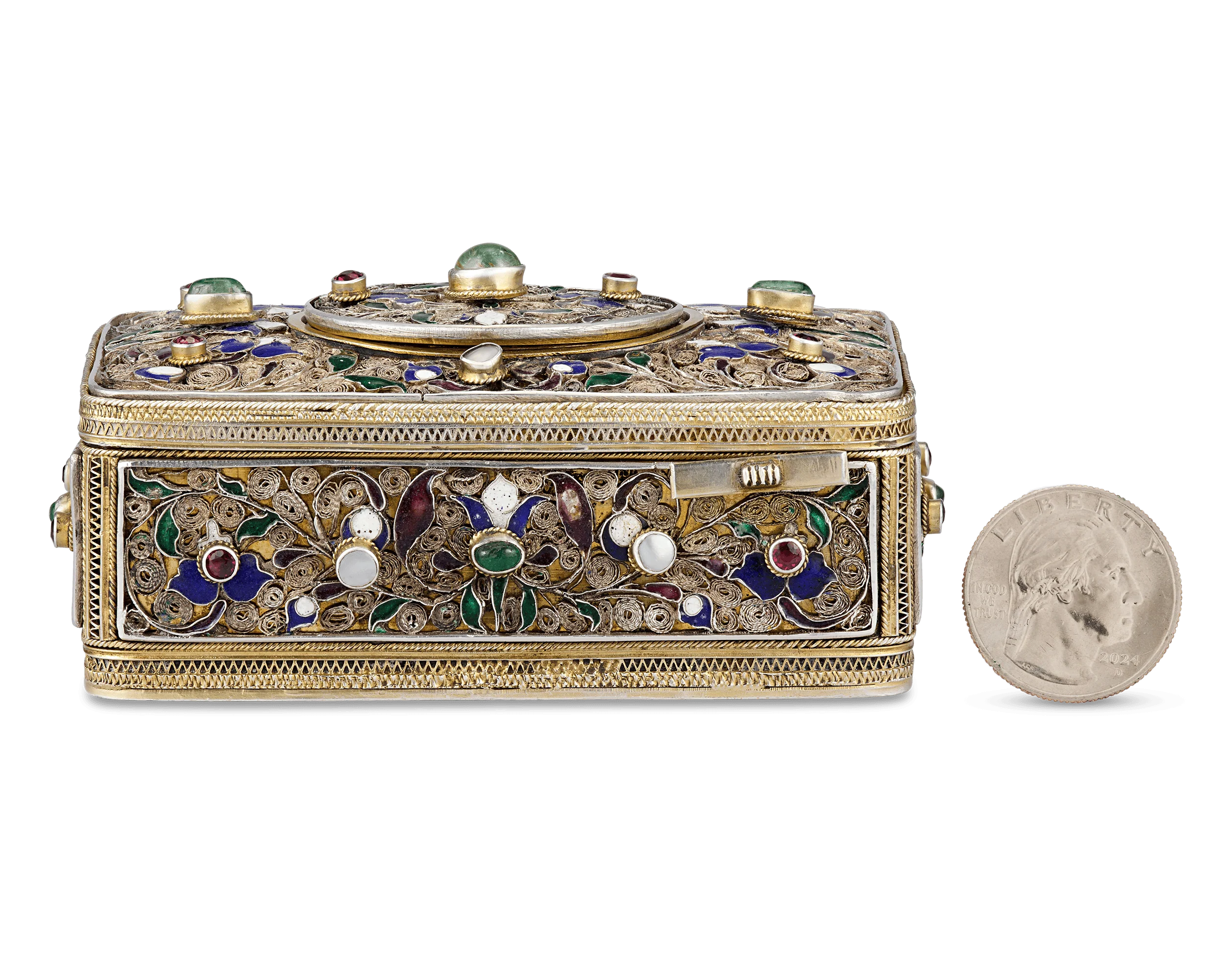 Austro-Hungarian Jeweled Silver Singing Bird Box - Image 7