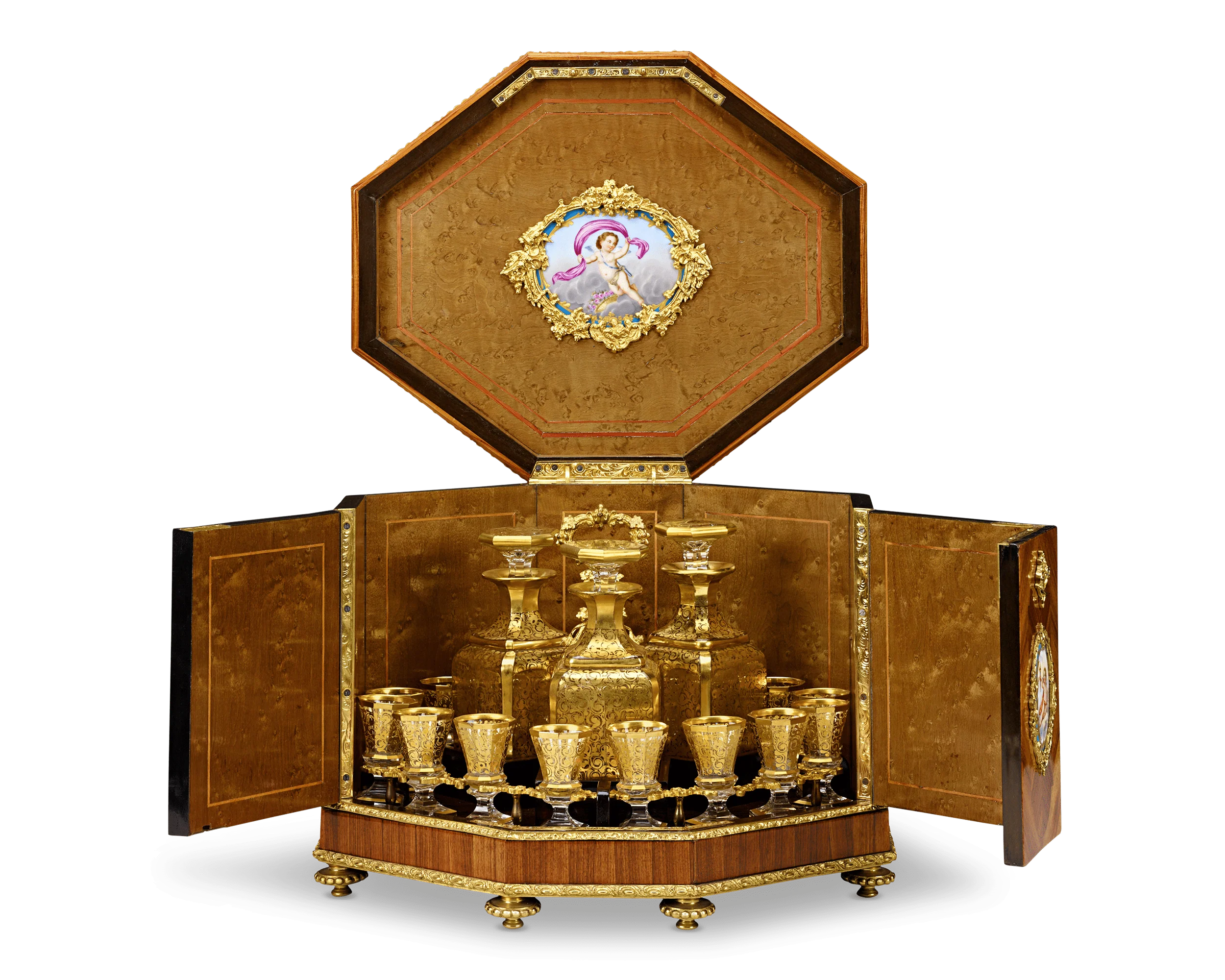 Baccarat Cave à Liqueur with Sèvres Porcelain
