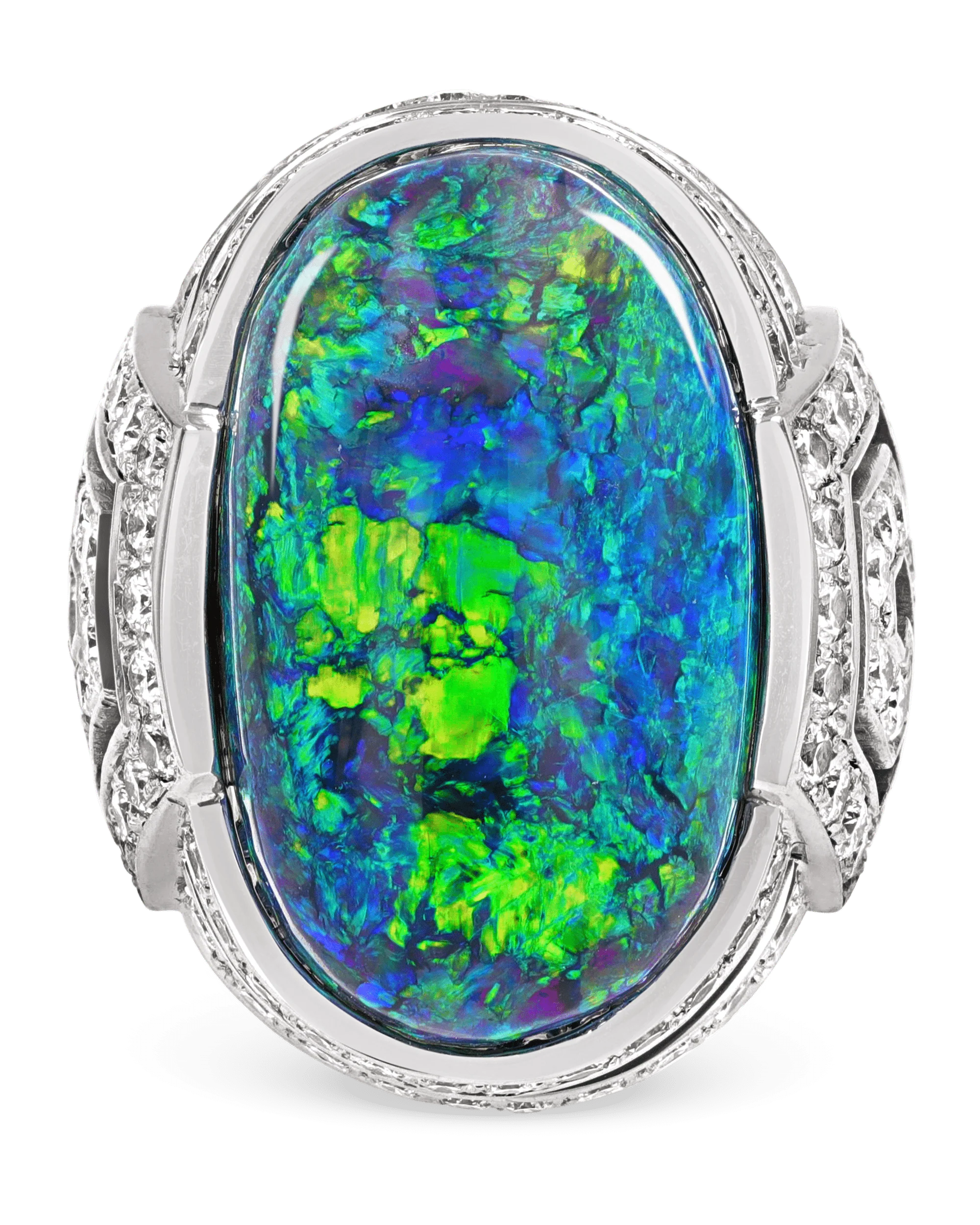 Black Opal and Diamond Ring - Image 3