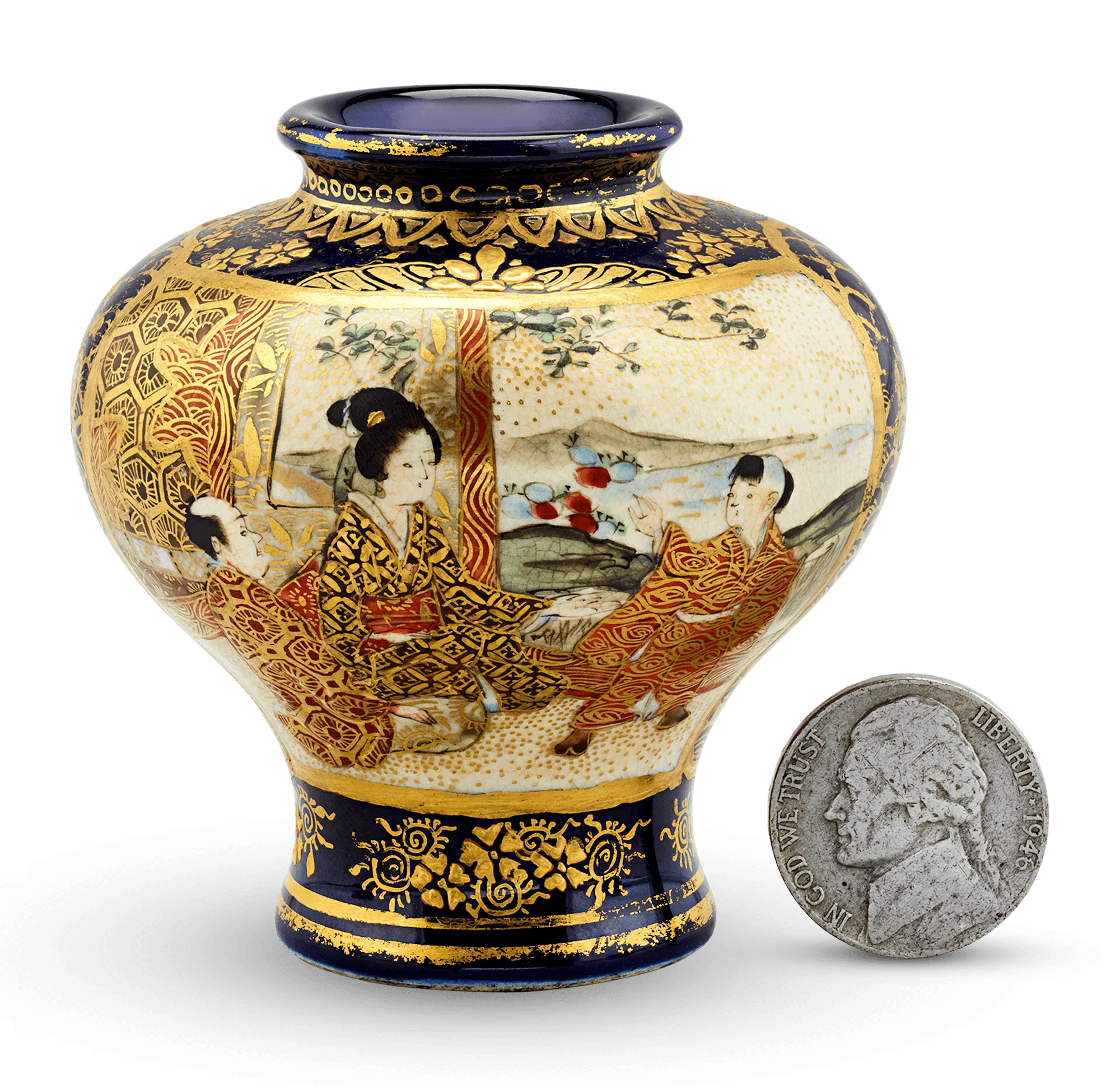 Blue Satsuma Vase with Tea Ceremony - Image 2