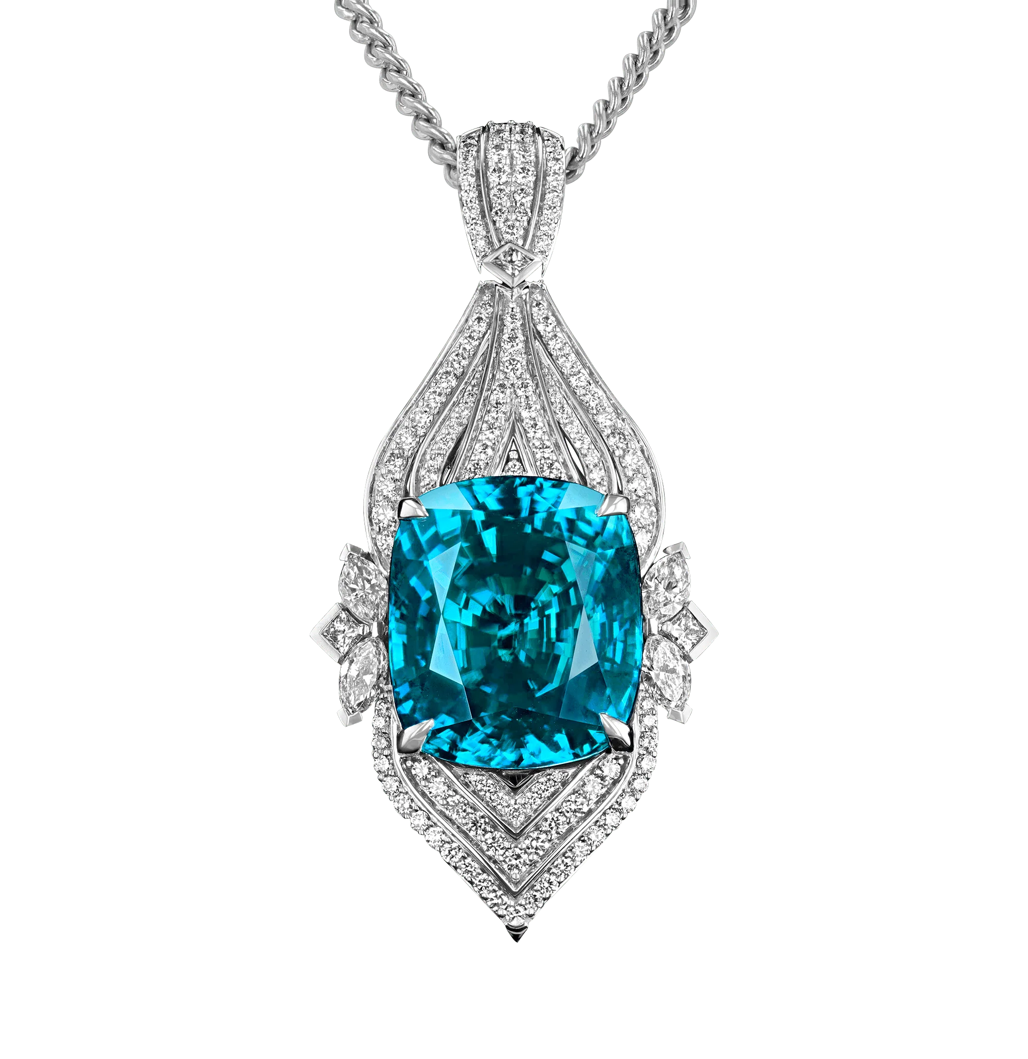 Blue Zircon Pendant, 115.80 Carats