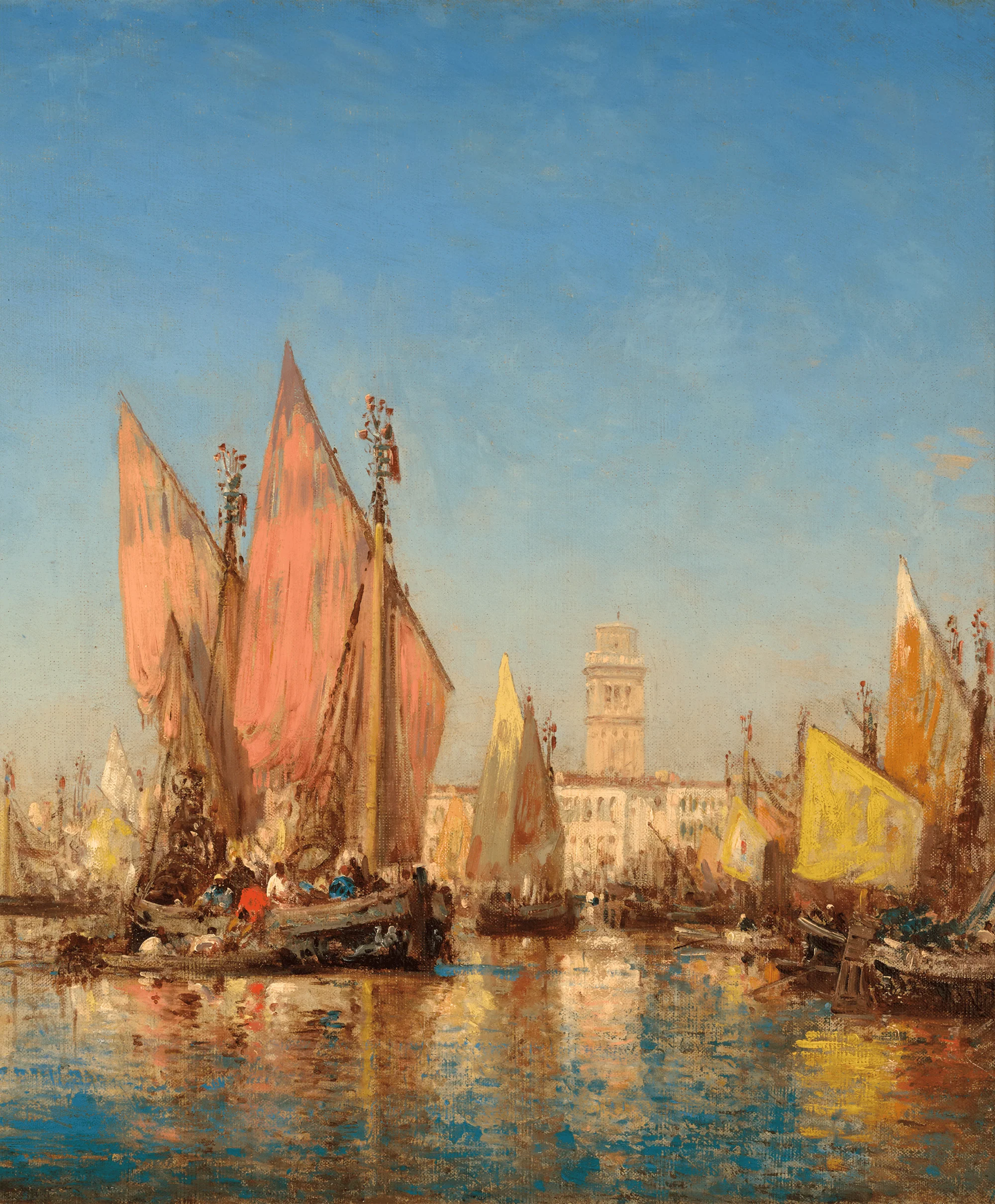 Boats in Chioggia, Venice by Félix-François Georges Ziem - Image 4