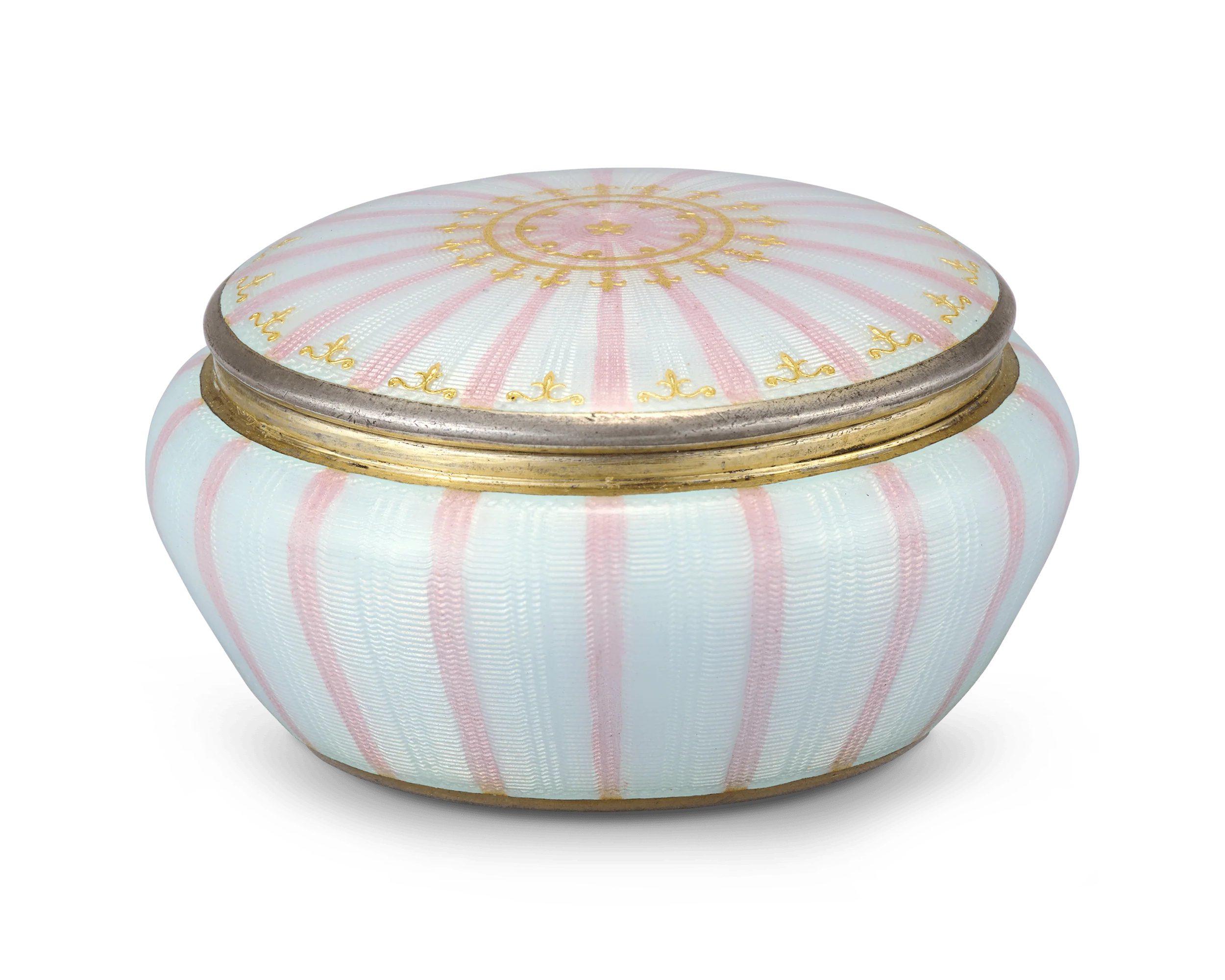 Bolin Guilloché Enamel and Silver Pill Box
