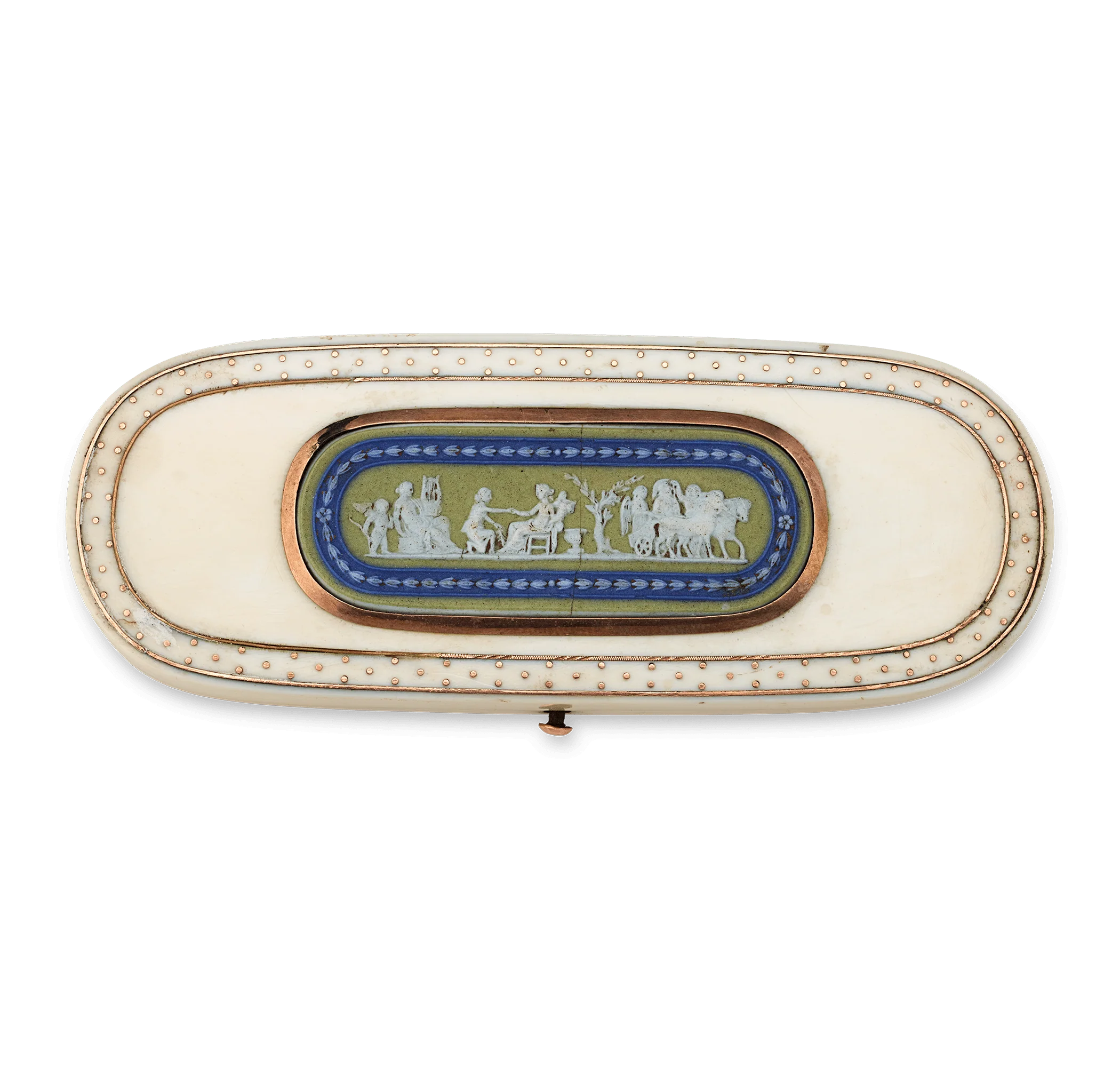 Bone Needle Box with Wedgwood Placard - Image 2