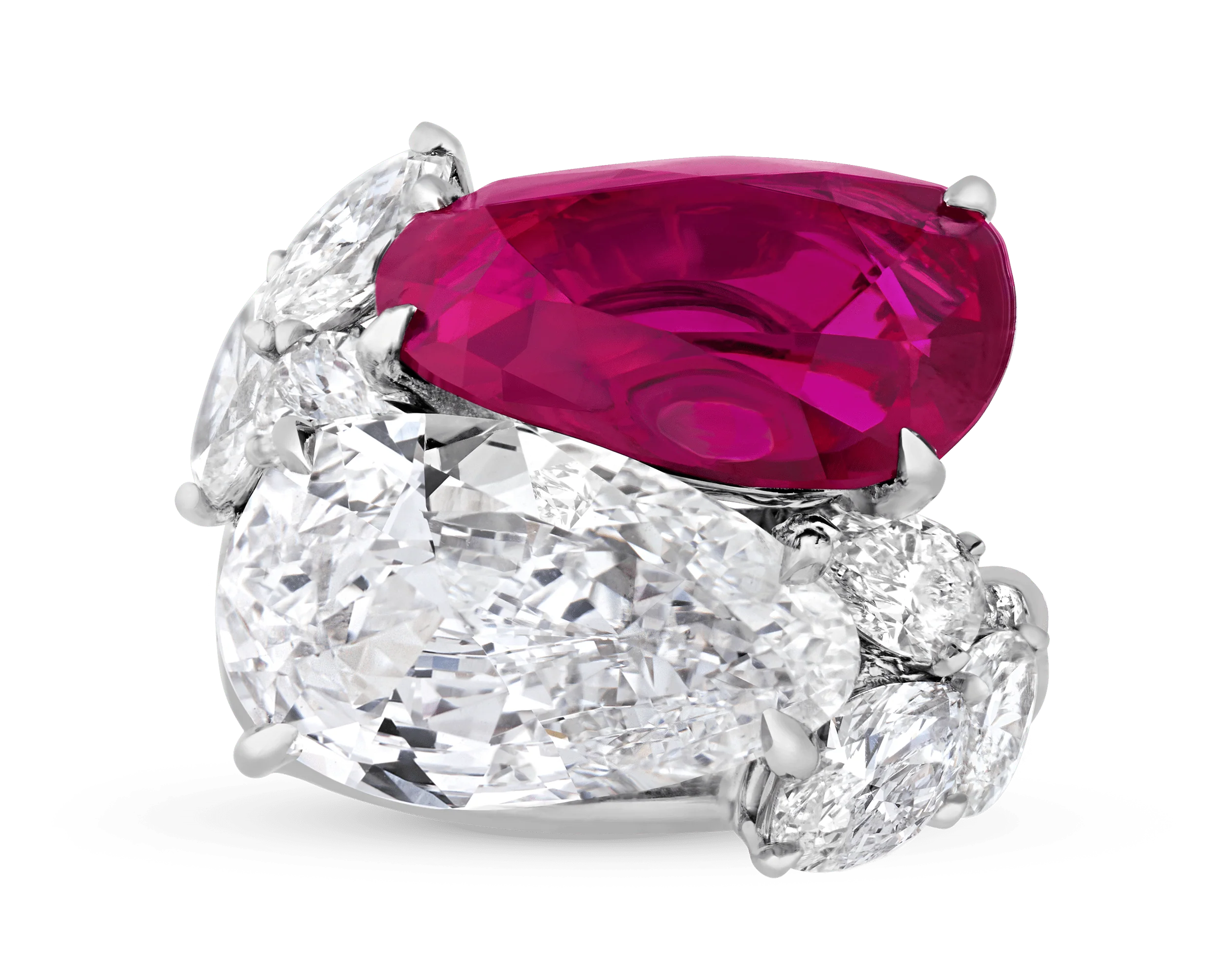 Burma Ruby and Golconda Diamond Bypass Ring - Image 3