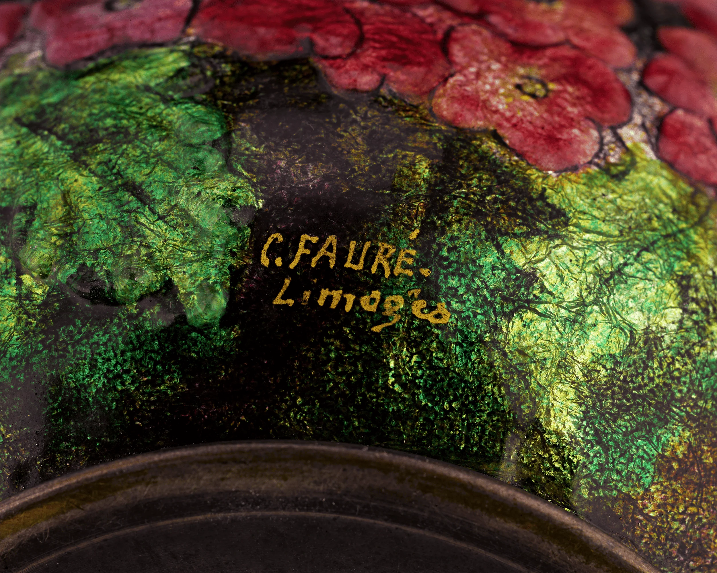Camille Fauré Enamel Flora Vase - Image 3