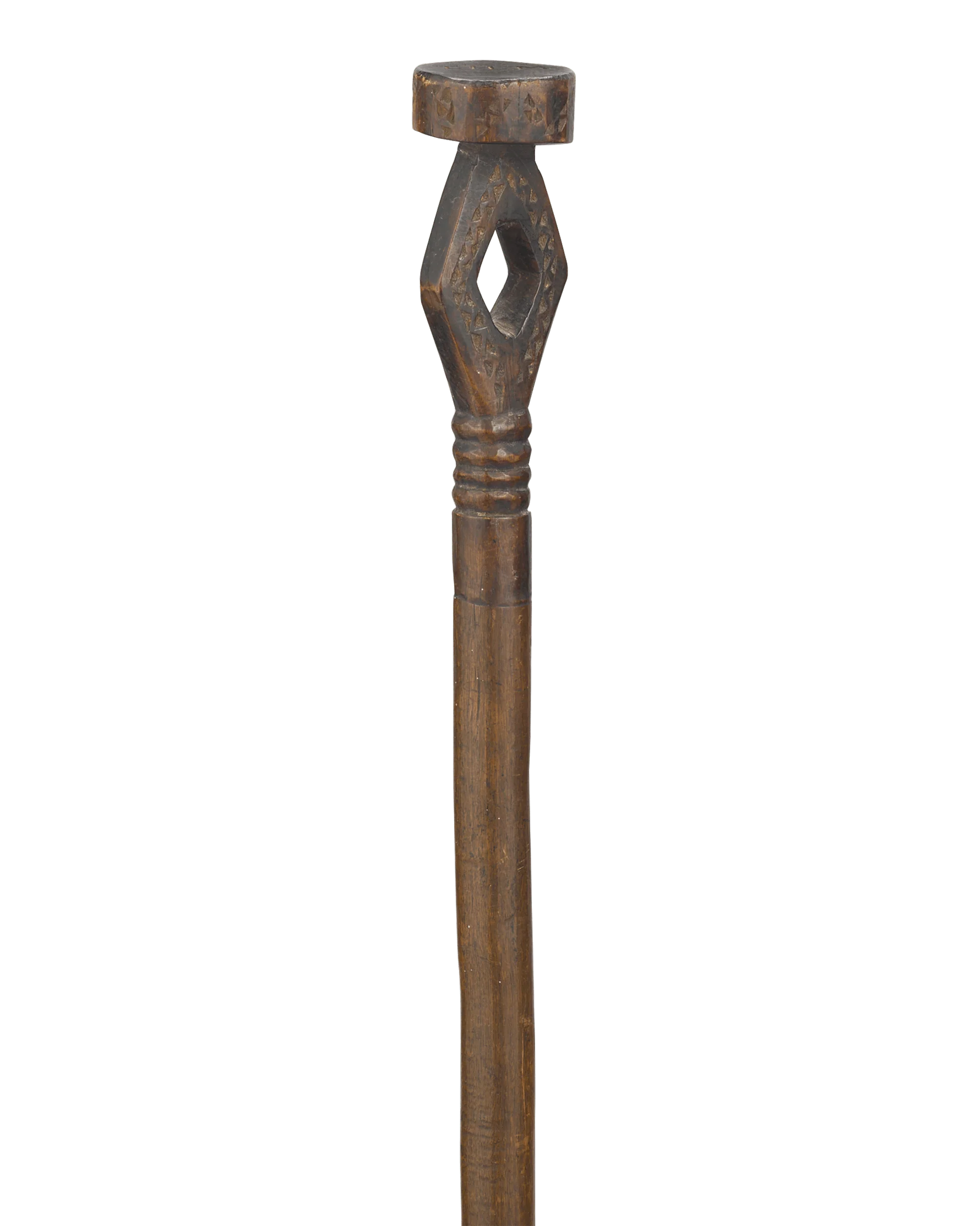 Carved Diamond Folk Art Cane