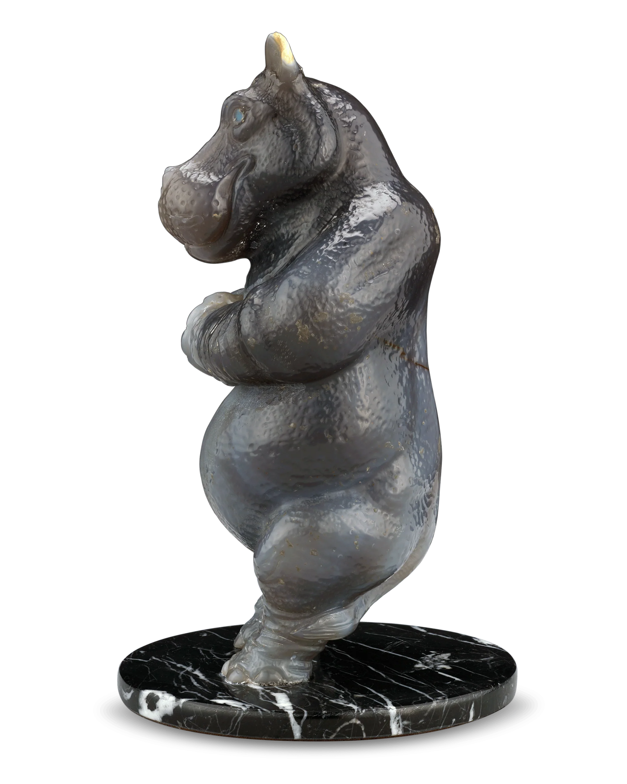 Carved Quartz Hippopotamus by Andreas von Zadora-Gerlof - Image 3