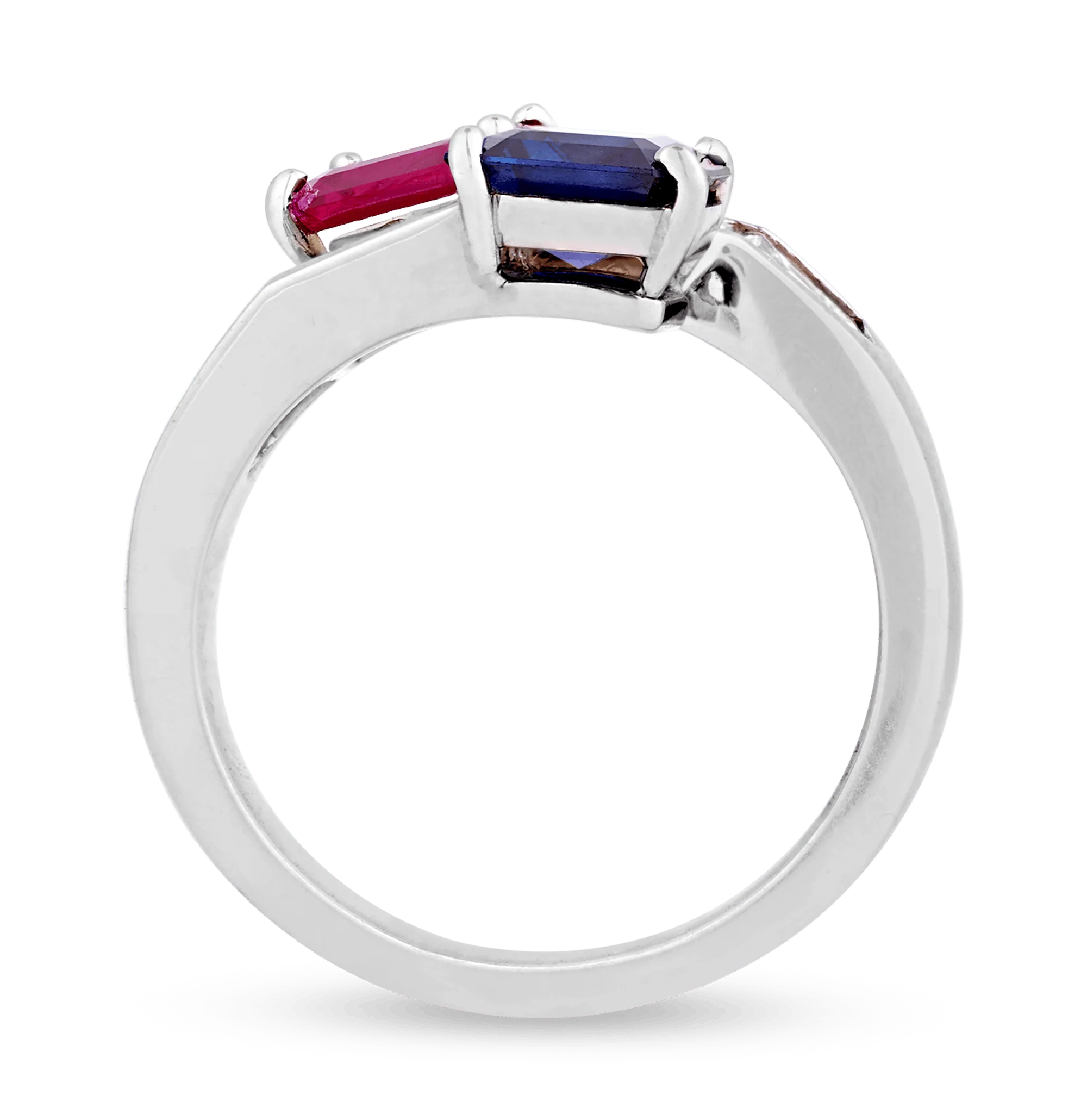 Ceylon Sapphire and Ruby Bypass Ring - Image 2