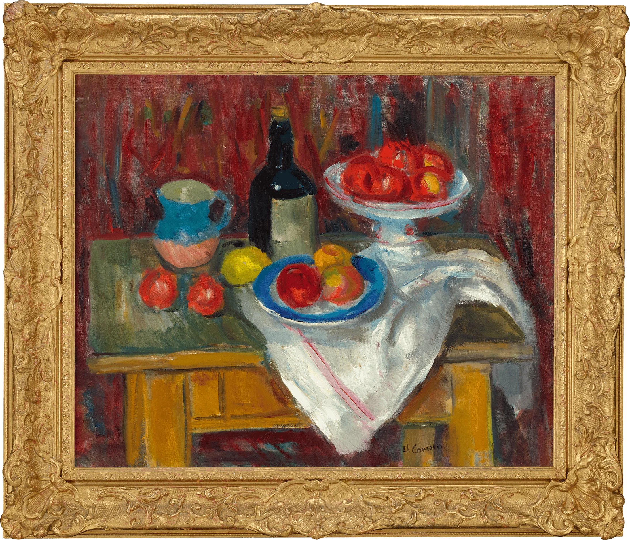 Compotier de fruits, bouteille et assiette by Charles Camoin - Image 2