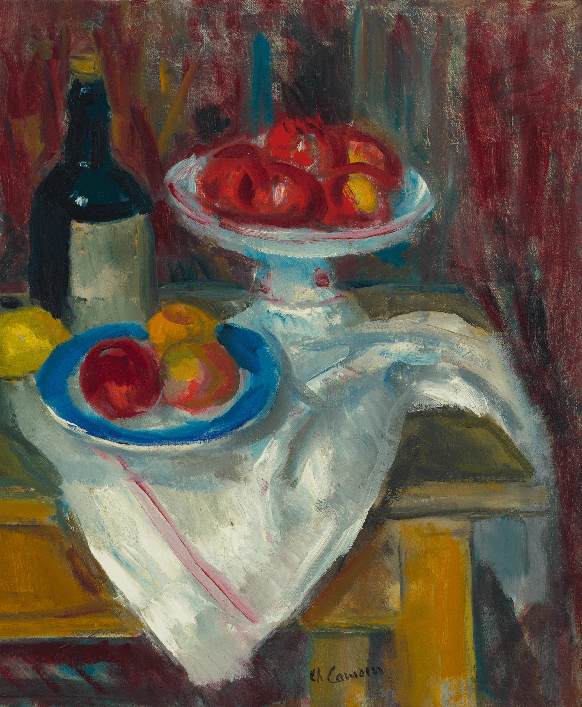 Compotier de fruits, bouteille et assiette by Charles Camoin - Image 4