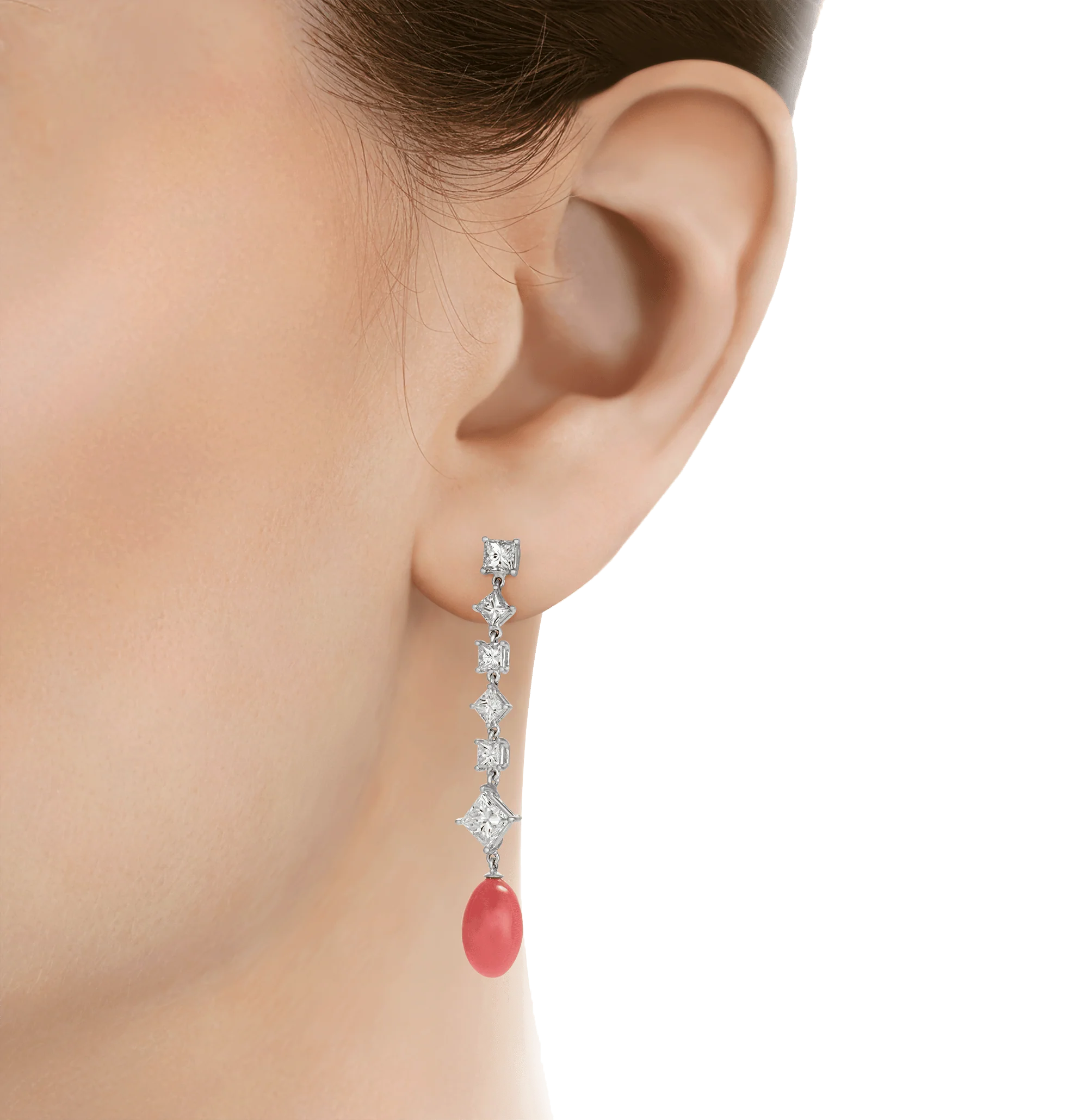 Conch Pearl and Diamond Earrings - Image 2
