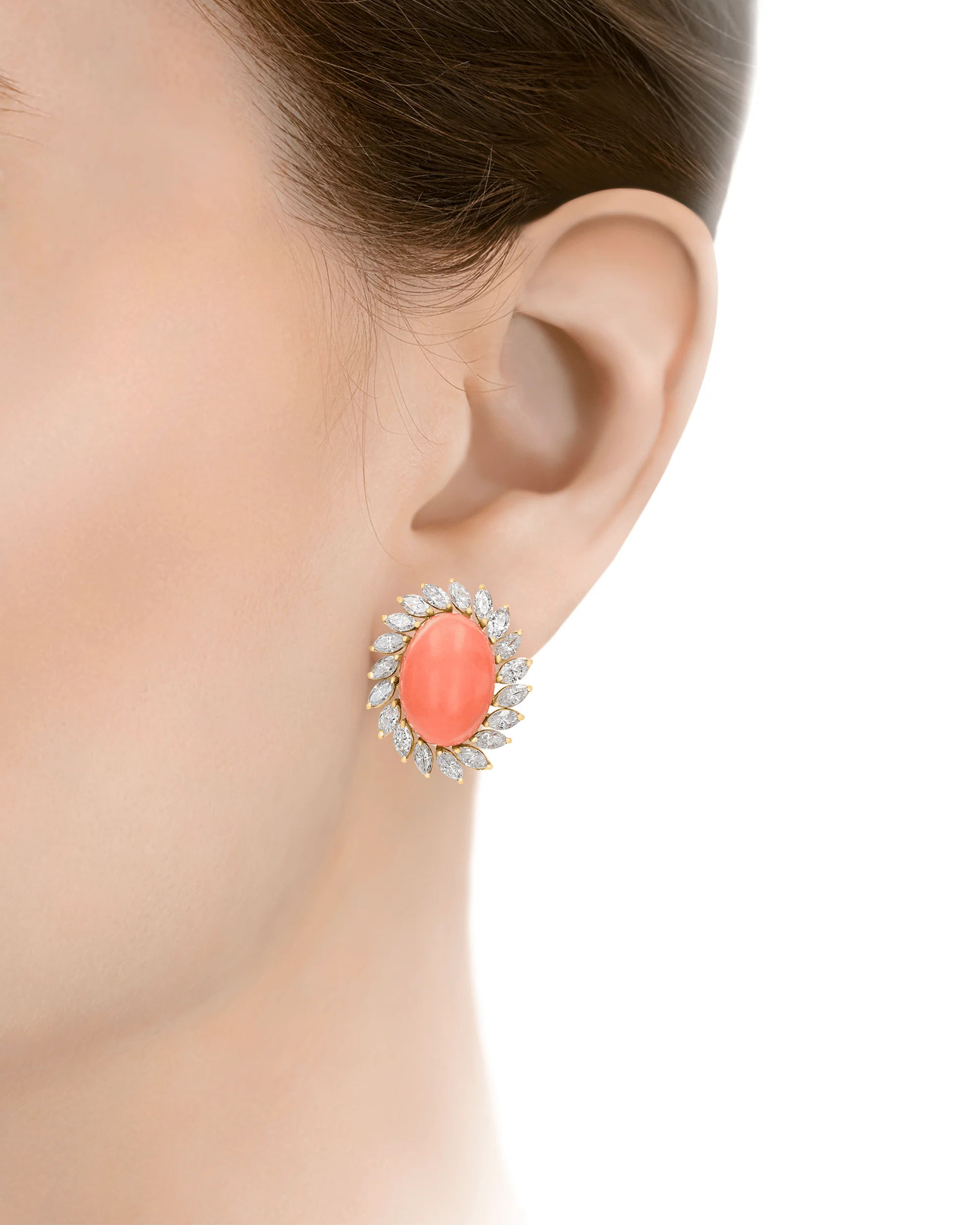 Coral and Diamond Earrings - Image 2