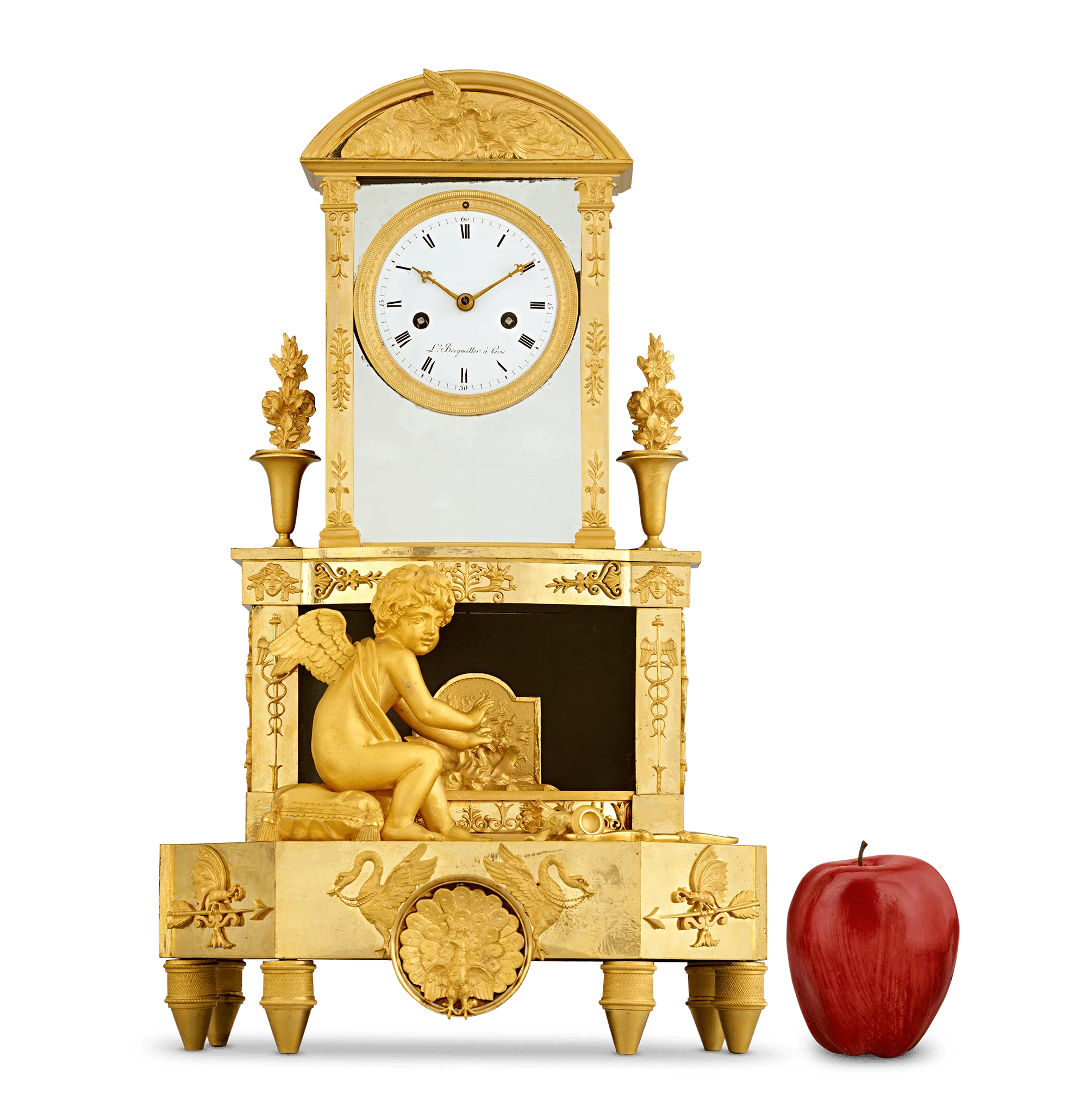 Cupid's Fire French Empire Mantel Clock by Bergmiller - Image 7