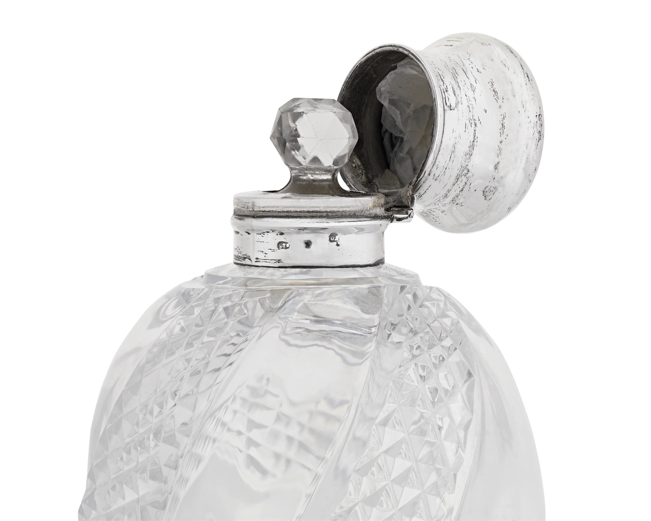 Cut Glass and Silver Perfume Bottle - Image 2