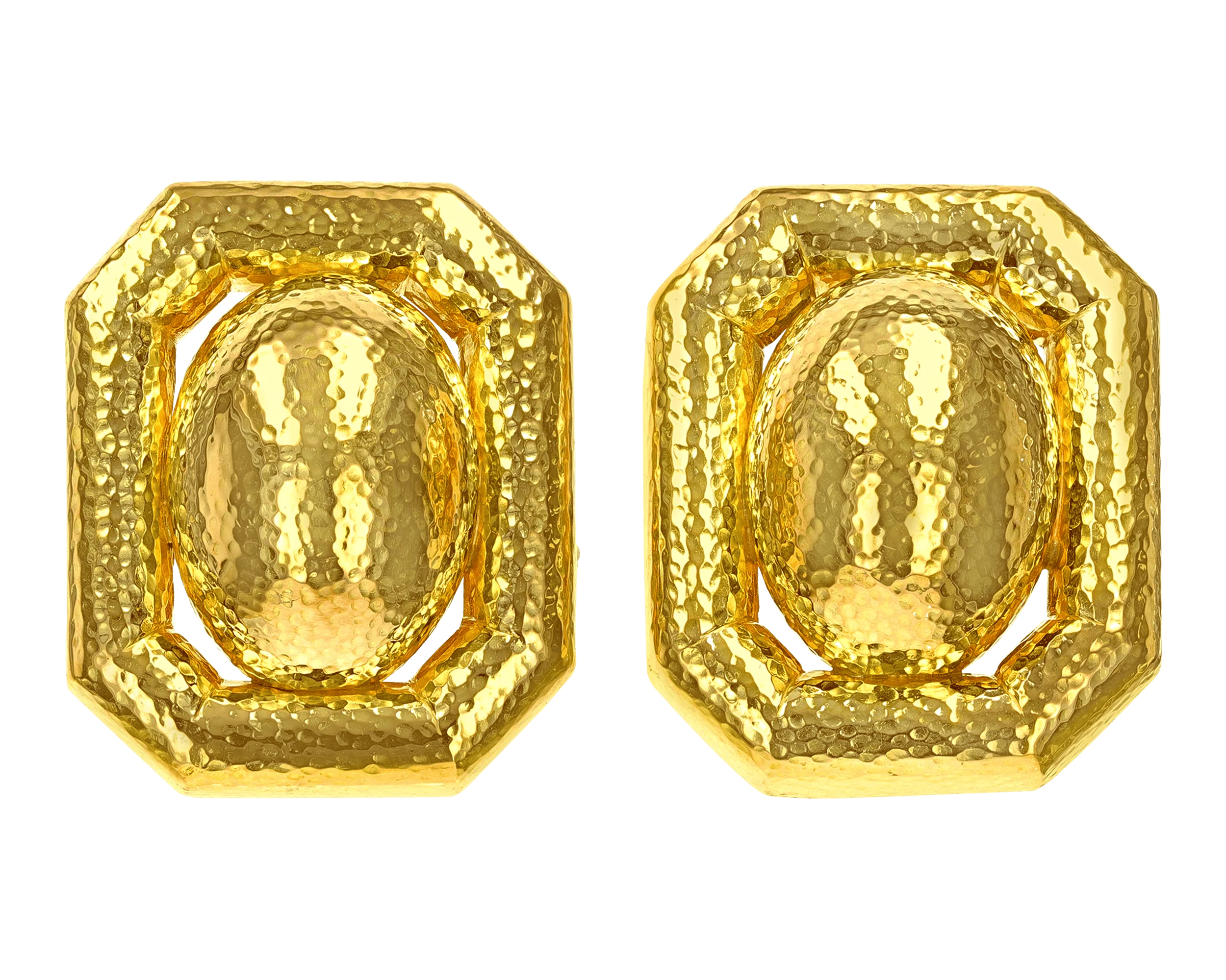 David Webb Hammered Gold Earrings