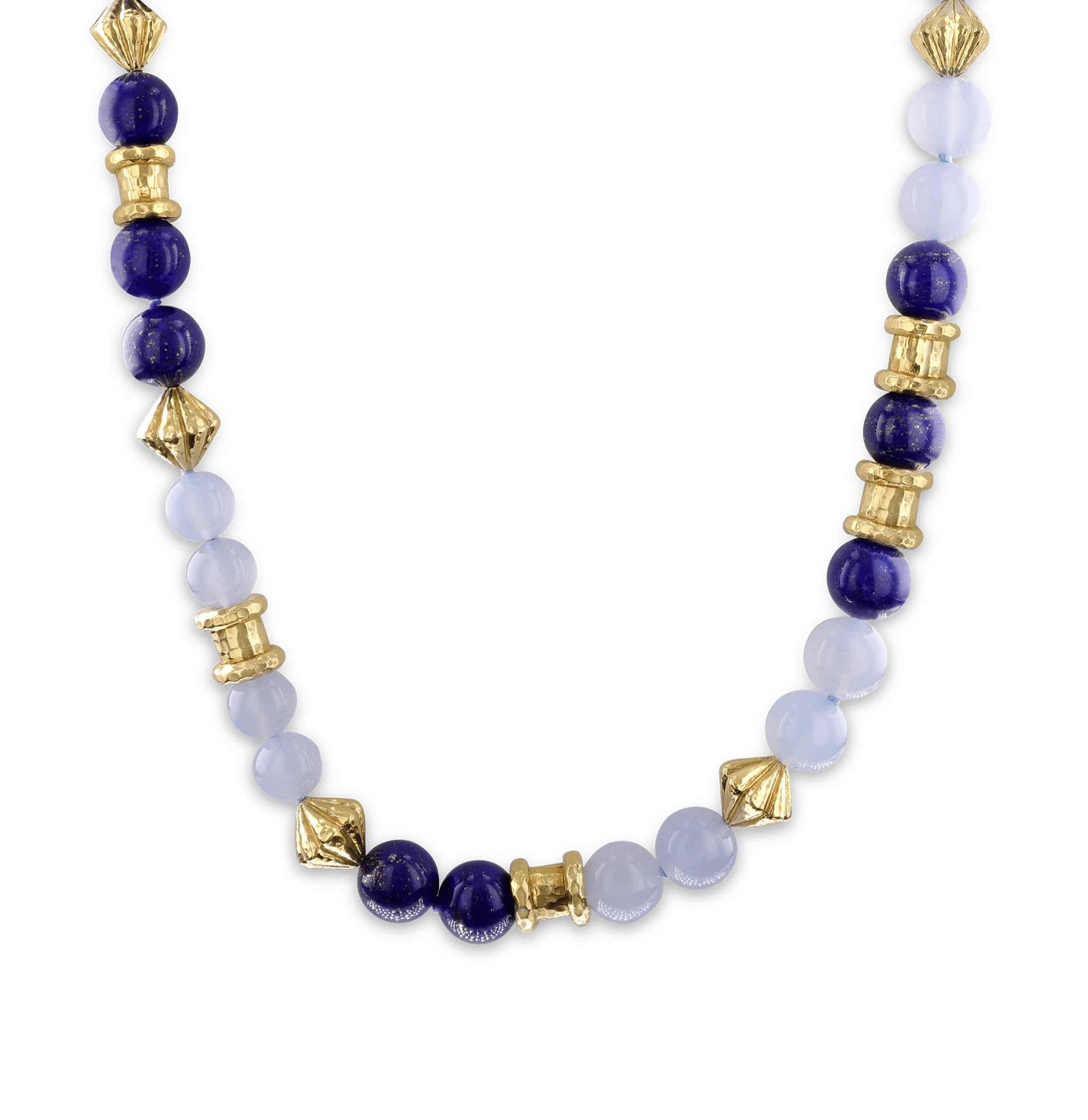 David Webb Lapis Lazuli, Chalcedony and Gold Necklace