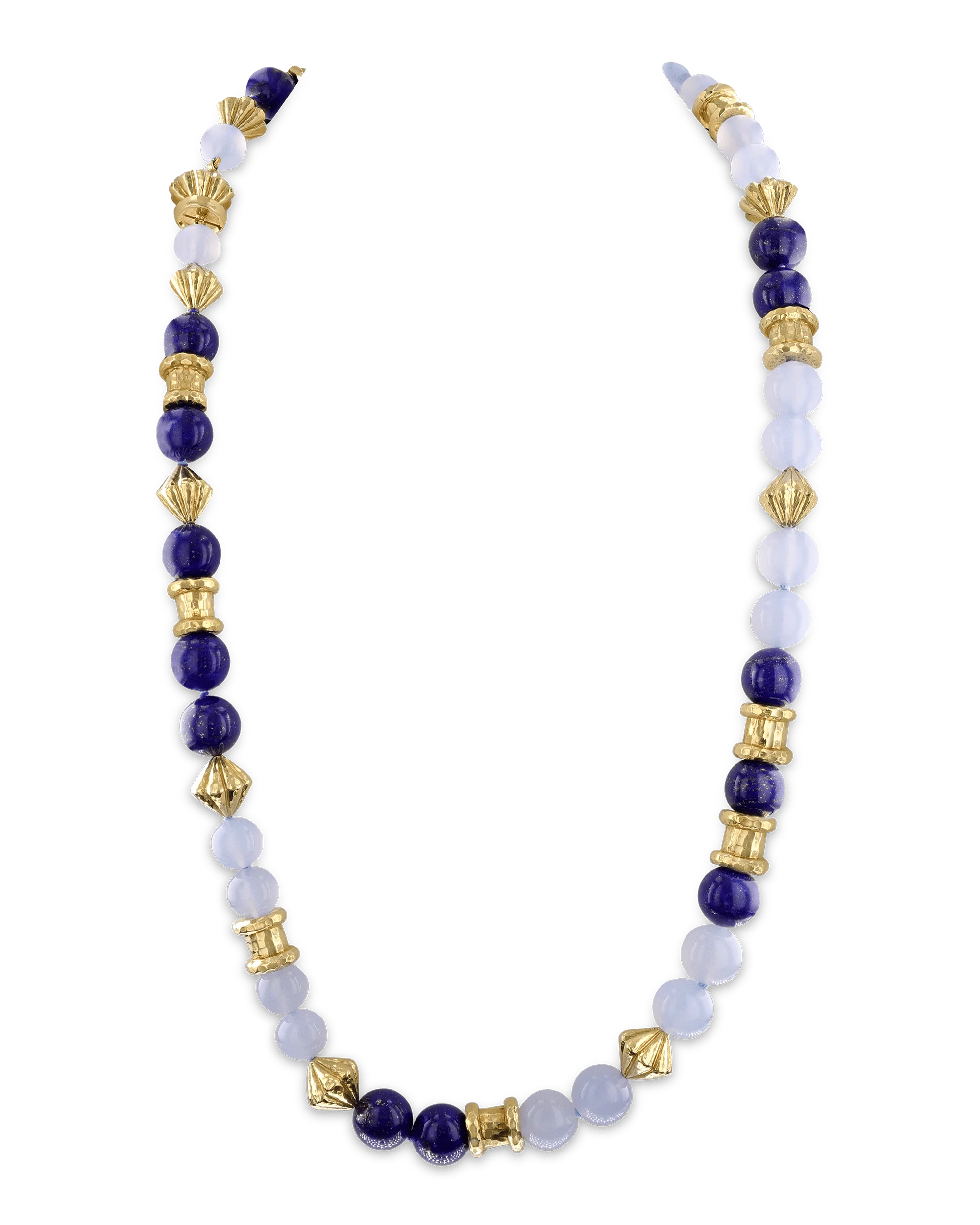 David Webb Lapis Lazuli, Chalcedony and Gold Necklace - Image 2