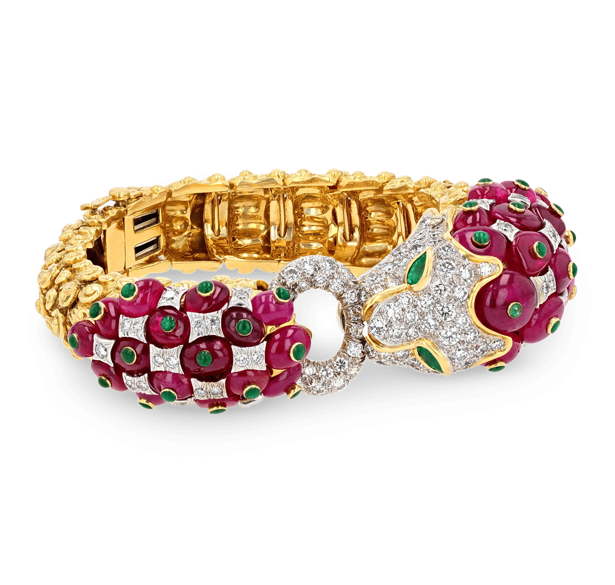 David Webb Ruby, Emerald and Diamond Lion Bracelet - Image 2