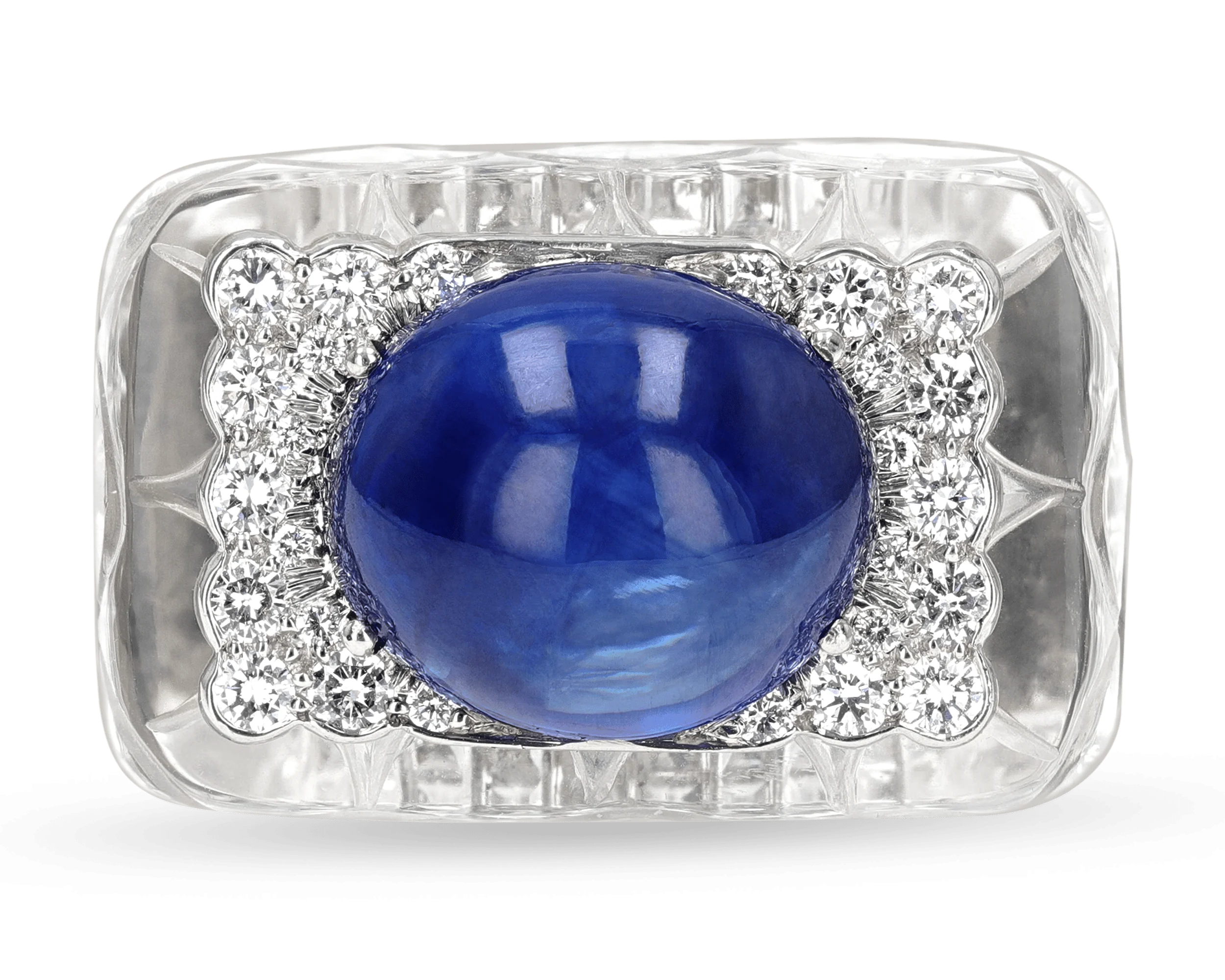 David Webb Sapphire Cabochon Ring, 17.20 Carats