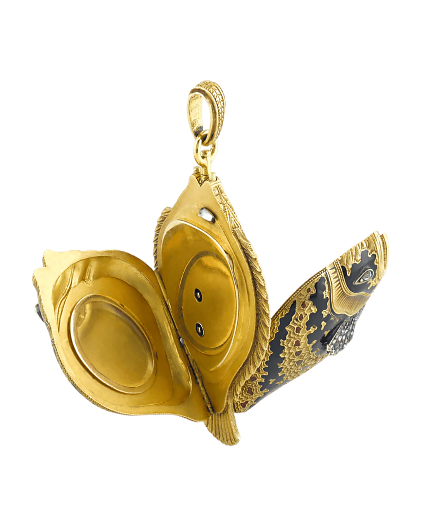 Diamond and Enamel Sunfish Lapel Watch - Image 4