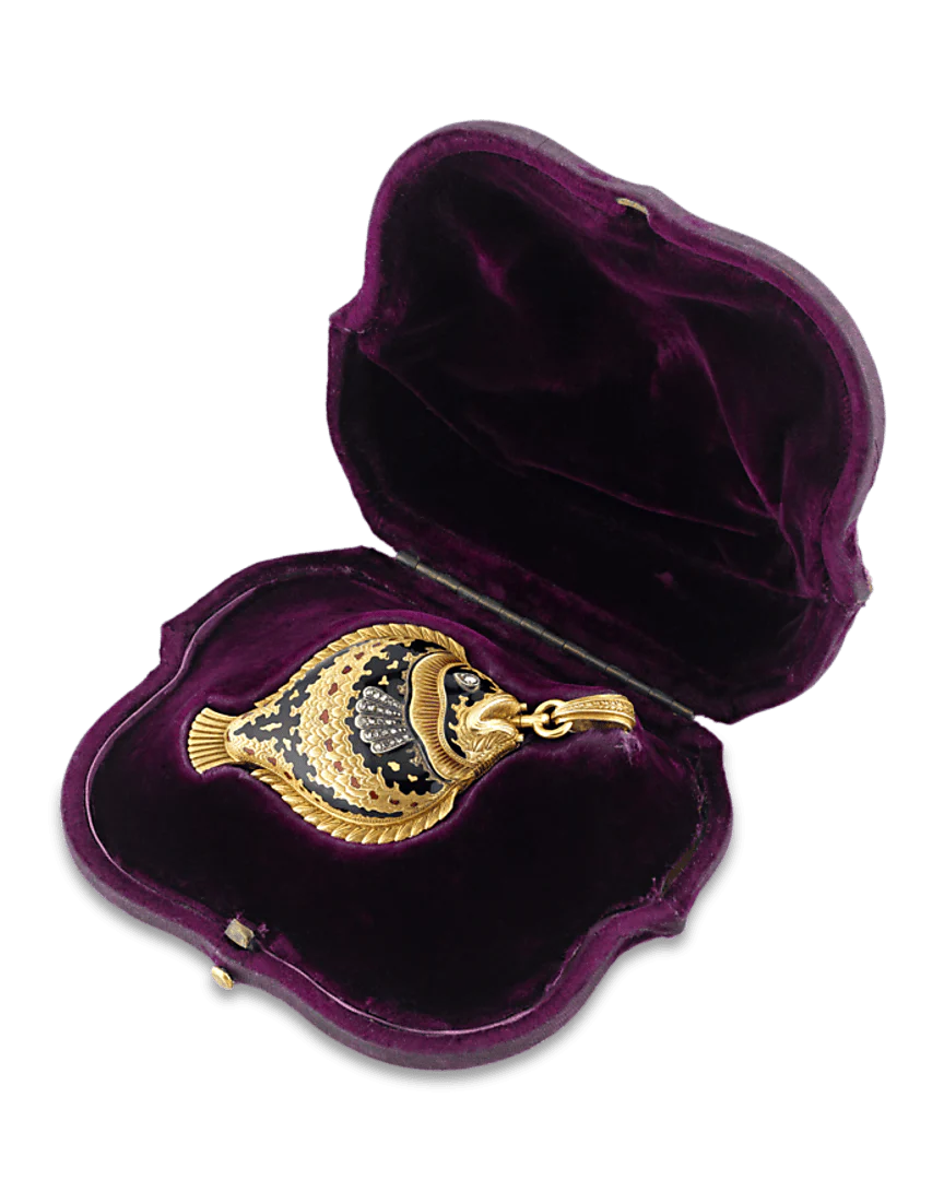 Diamond and Enamel Sunfish Lapel Watch - Image 5