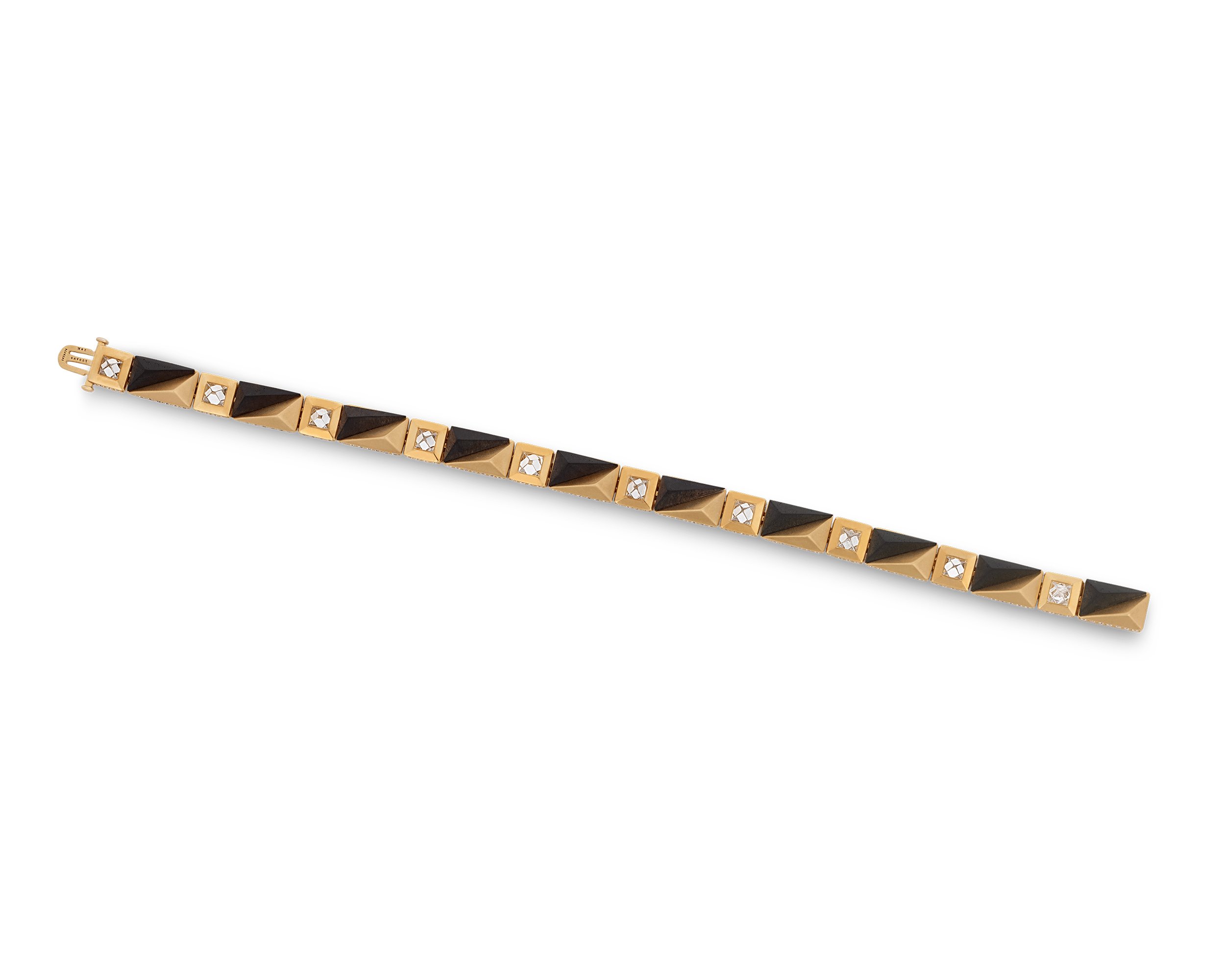Diamond, Gold and Ebony Wood Bracelet, 7.23 Carats - Image 2