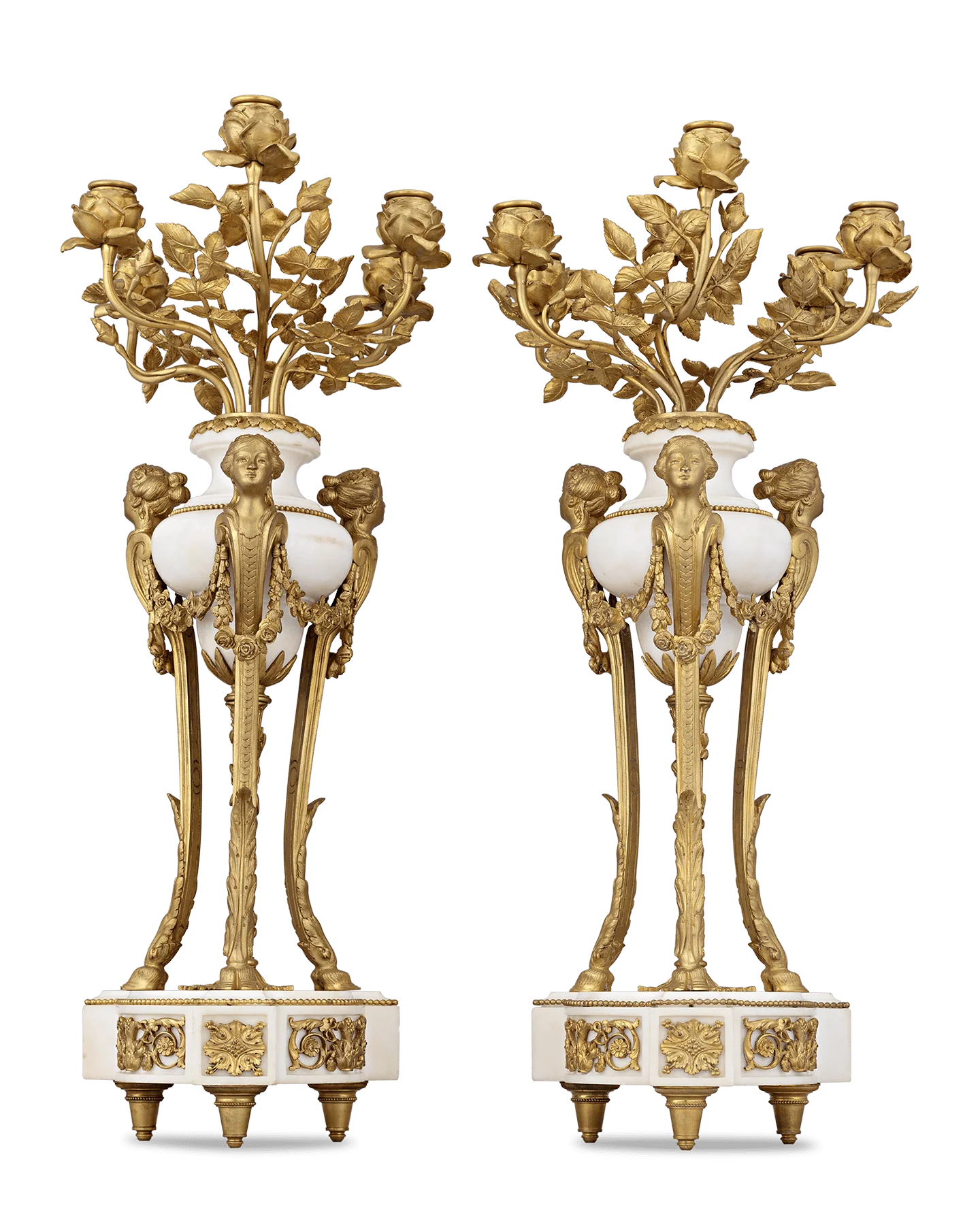 Doré Bronze French Neoclassical Candelabra