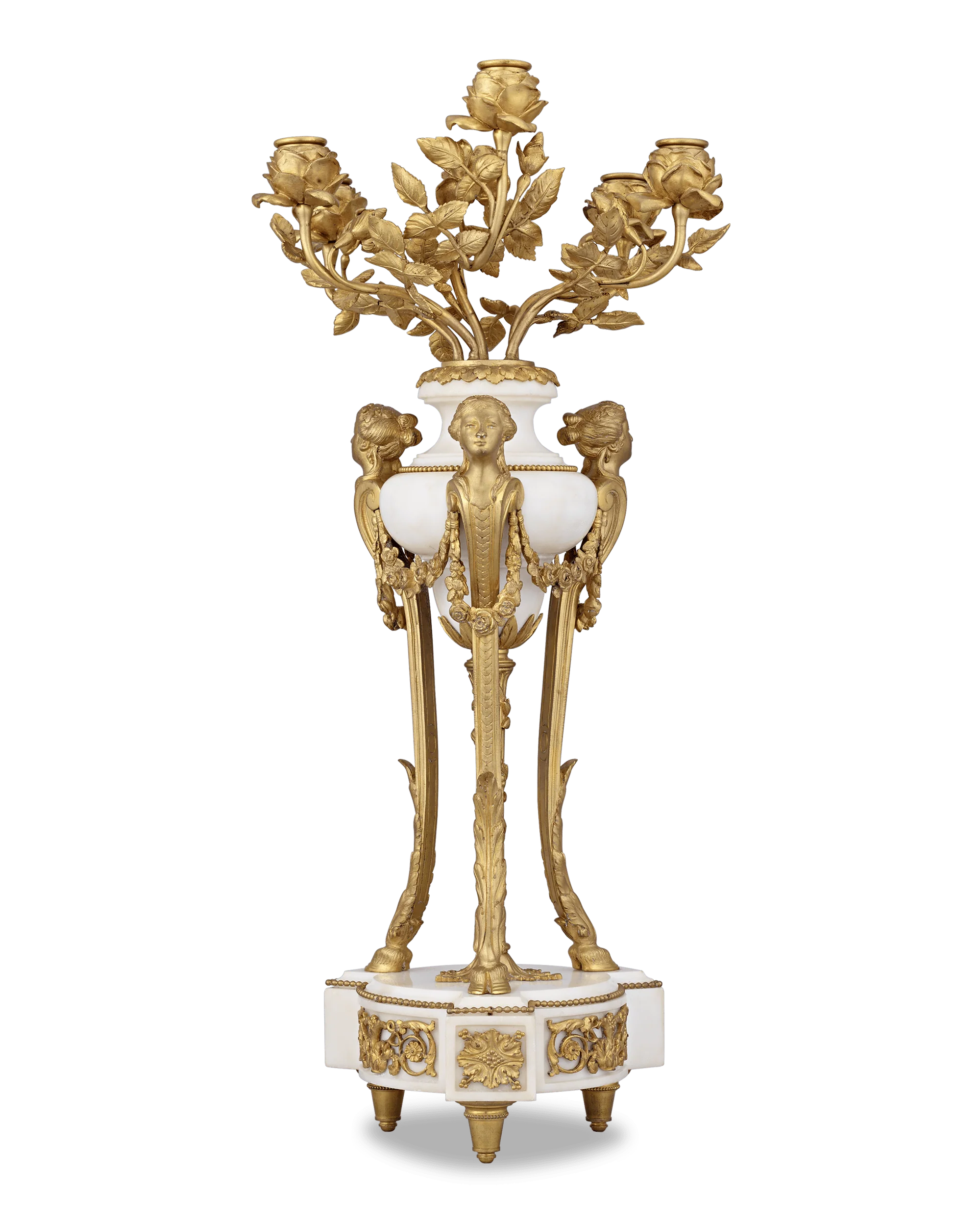 Doré Bronze French Neoclassical Candelabra - Image 2