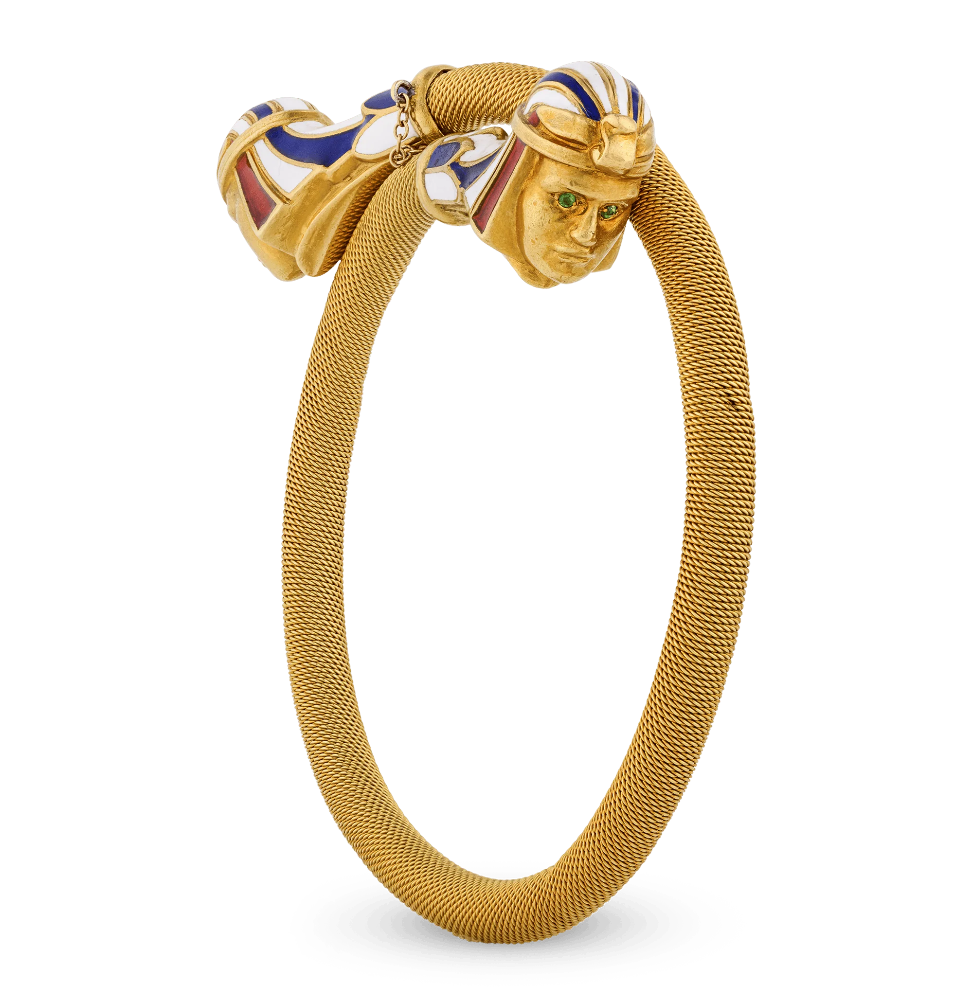 Egyptian Revival Pharaoh's Head Crossover Bracelet - Image 2