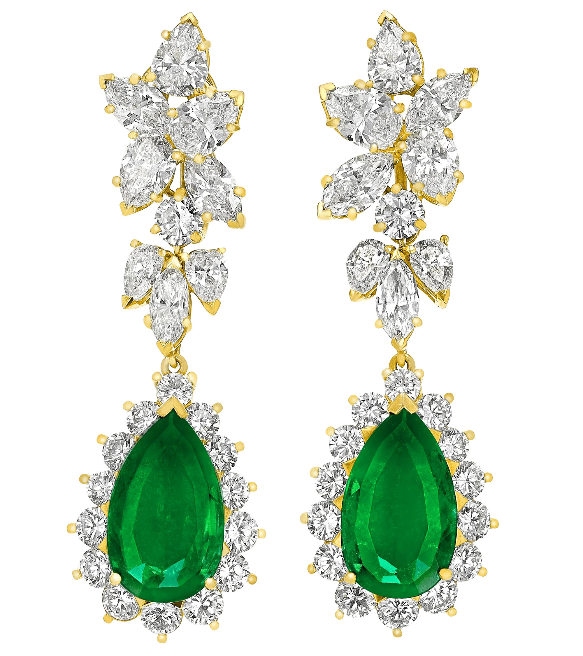 Emerald and Diamond Drop Earrings - Image 3