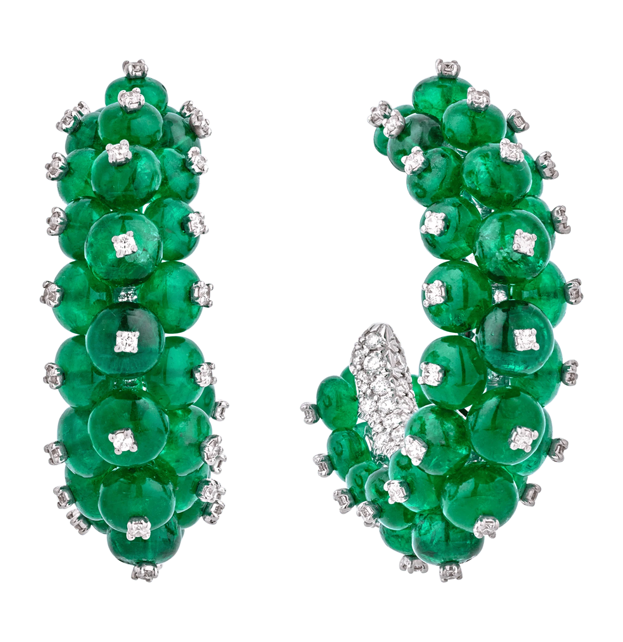 Emerald Bead Earrings, 28.10 carats
