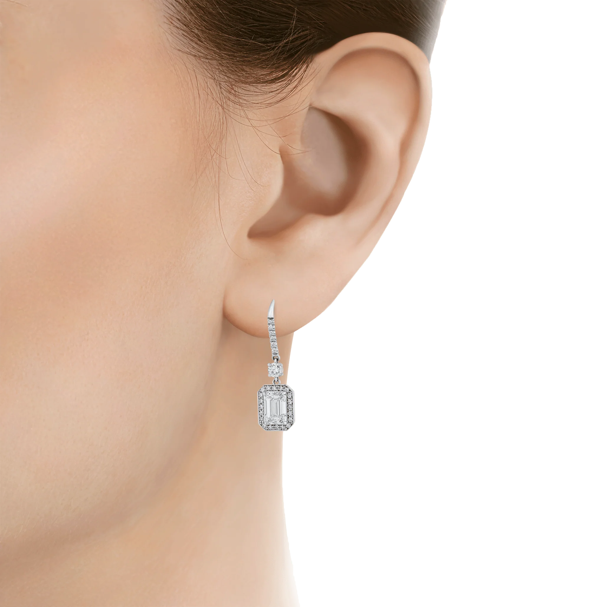 Emerald Cut Diamond Drop Earrings, 2.17 carats - Image 2