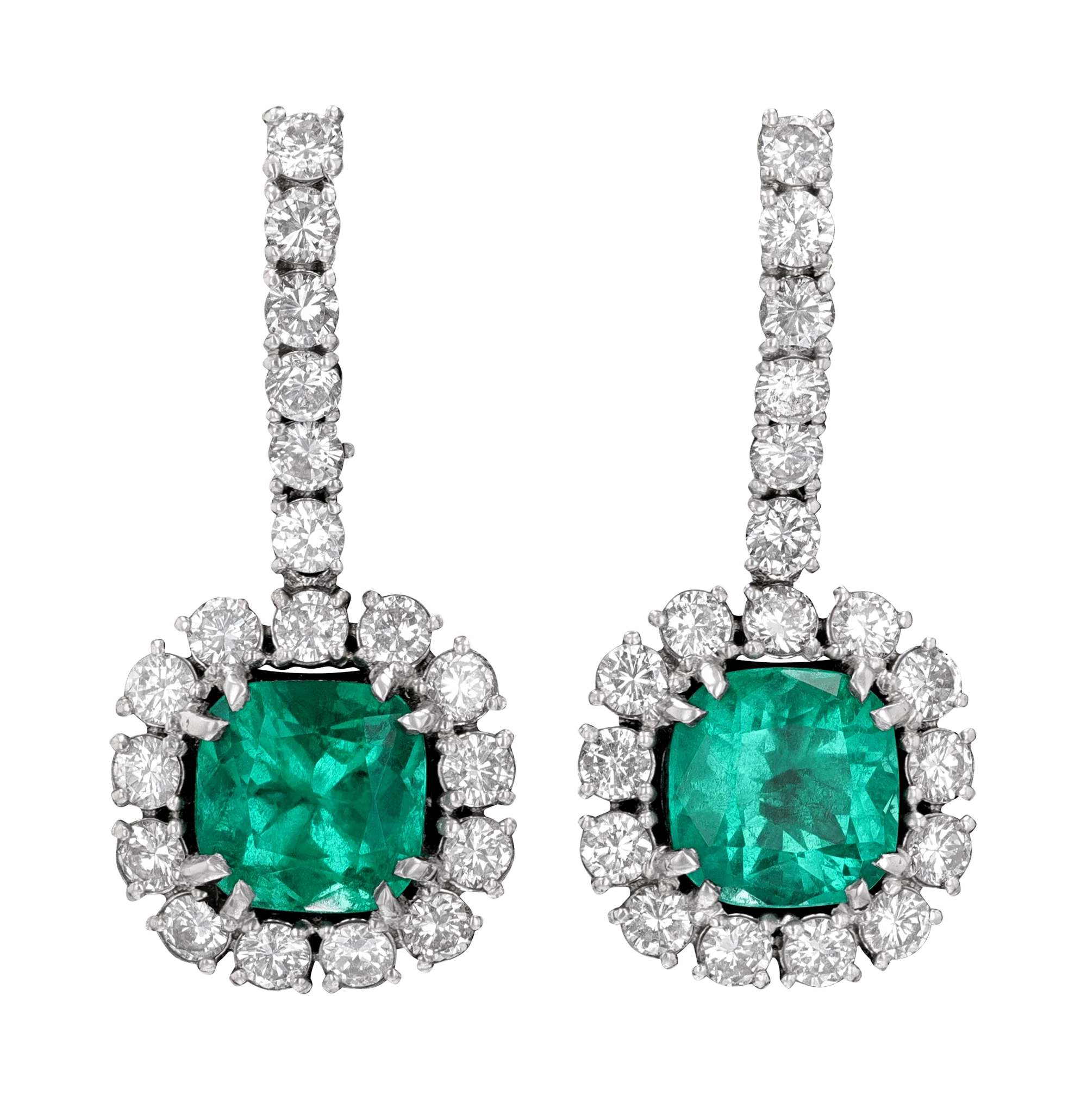 Emerald Drop Earrings, 3.94 carats